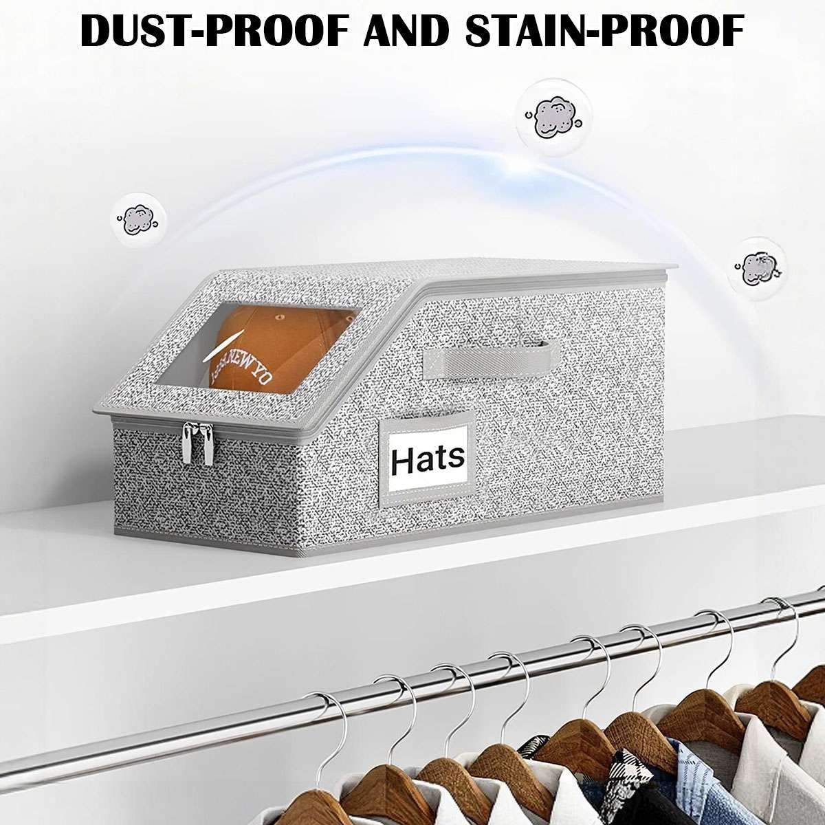 1/2/3PC Hat Storage Dust Bag Baseball Hat Cap Organizer Clear Rack Zipper Holder
