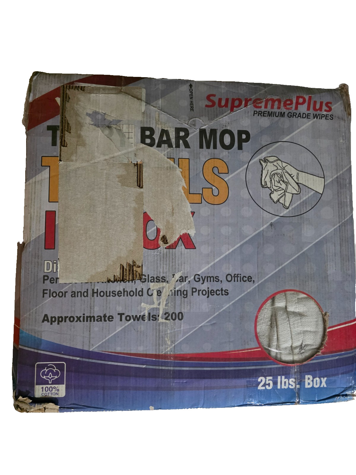 SupremePlus Terry Bar White Mop Cotton Cleaning Rags 25 Lbs Compressed Box 14X17