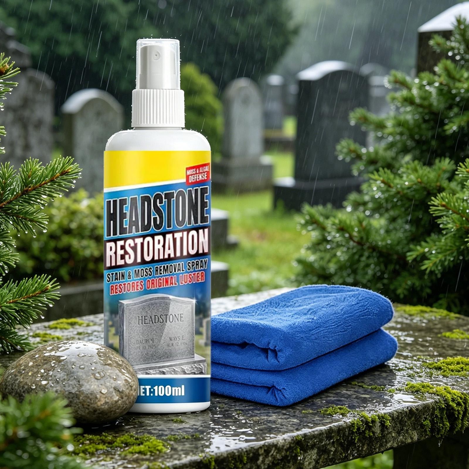 Headstone Restoration&Cleaning Spray,Stone Cleaner Gravestone Cleaning Kit