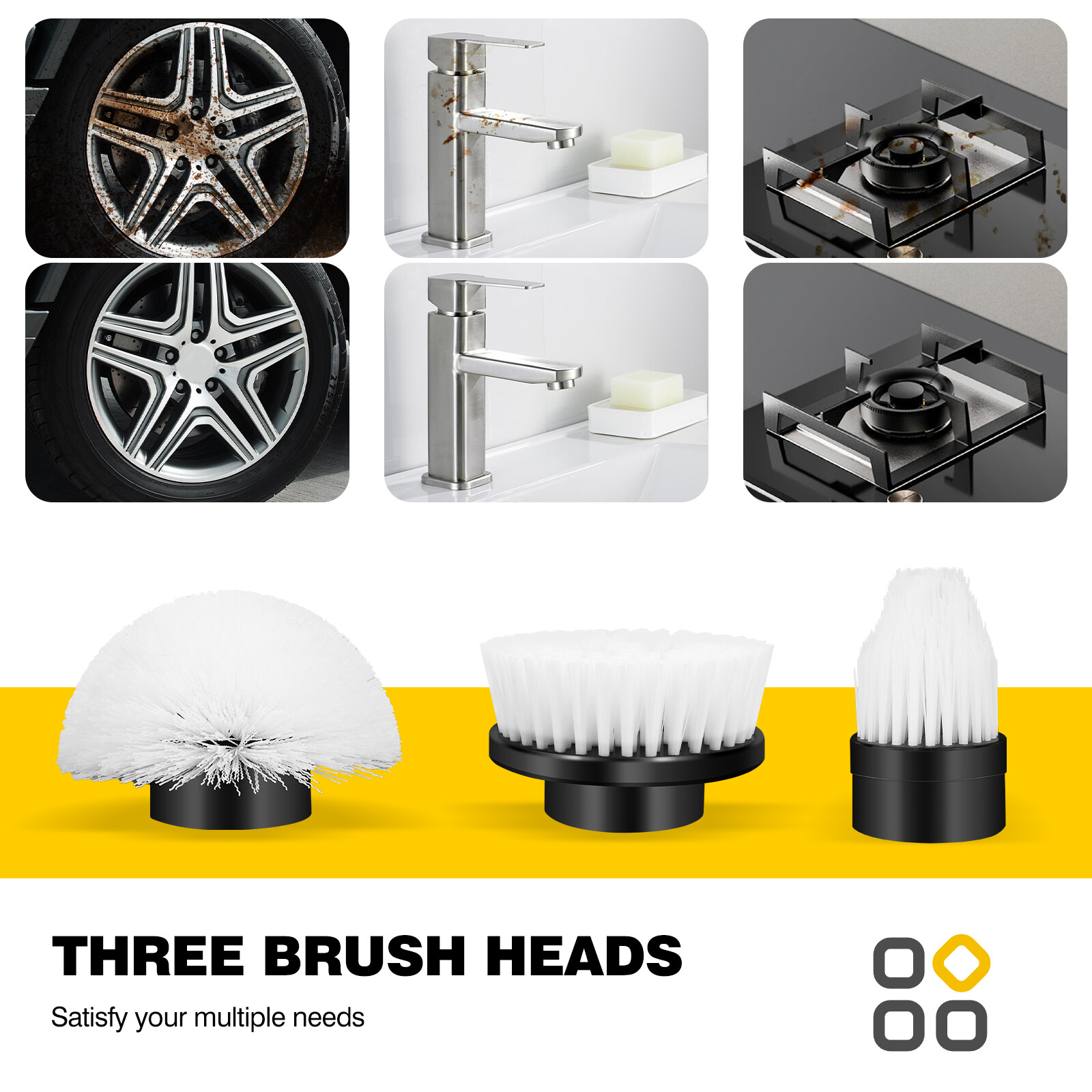 3 in 1 Electric Cleaning Brush Handheld Kitchen Cleaner Cordless Spin Scrubber