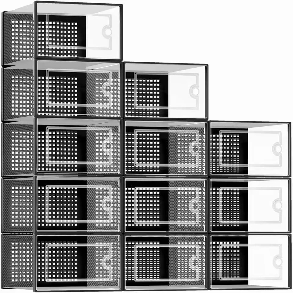 12 Pack Shoes Storage Boxes Closet Organizer NEW
