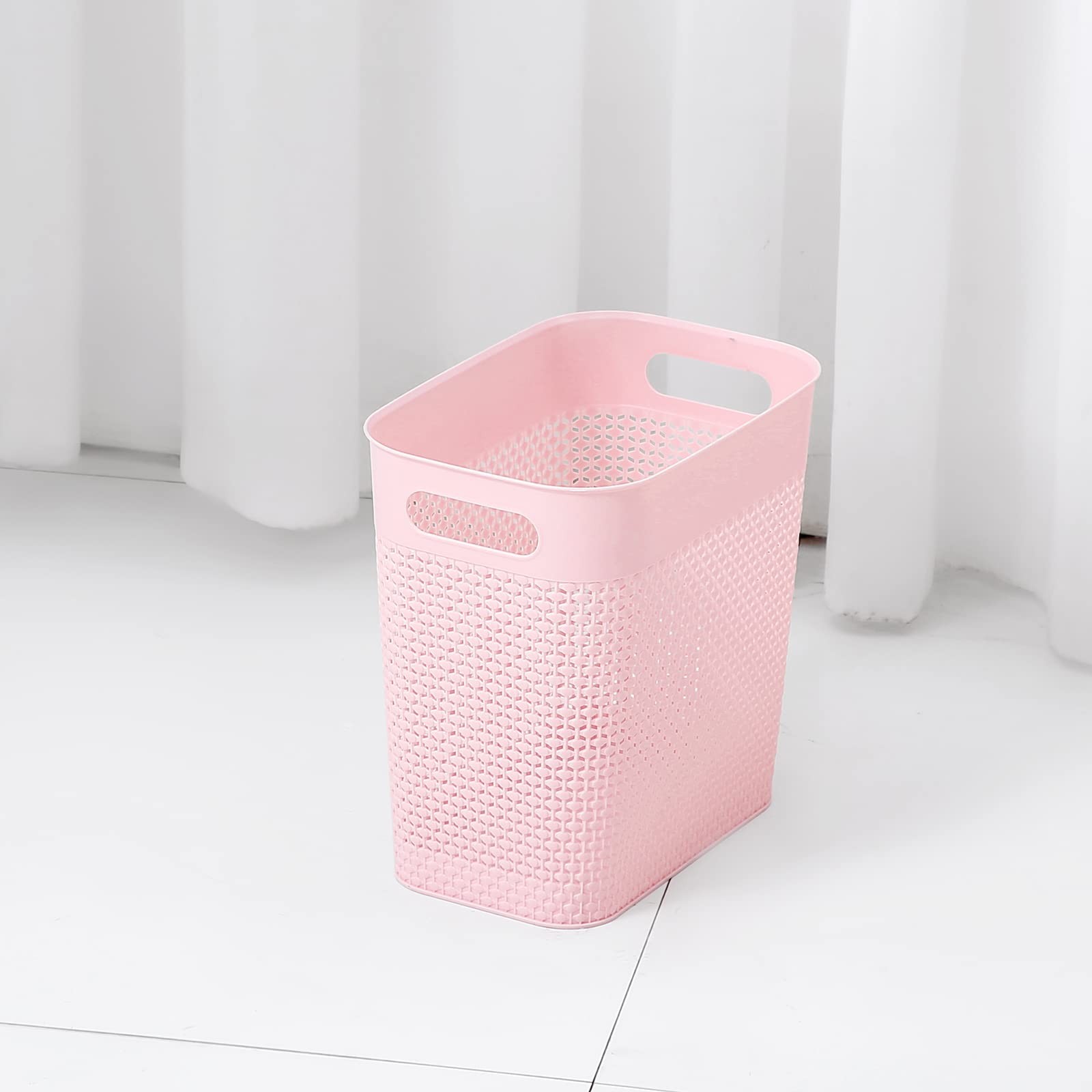 1 Pack 3G Pink Plastic Trash Can, Wastebasket, Garbage, Bathrooms, Kids Rooms