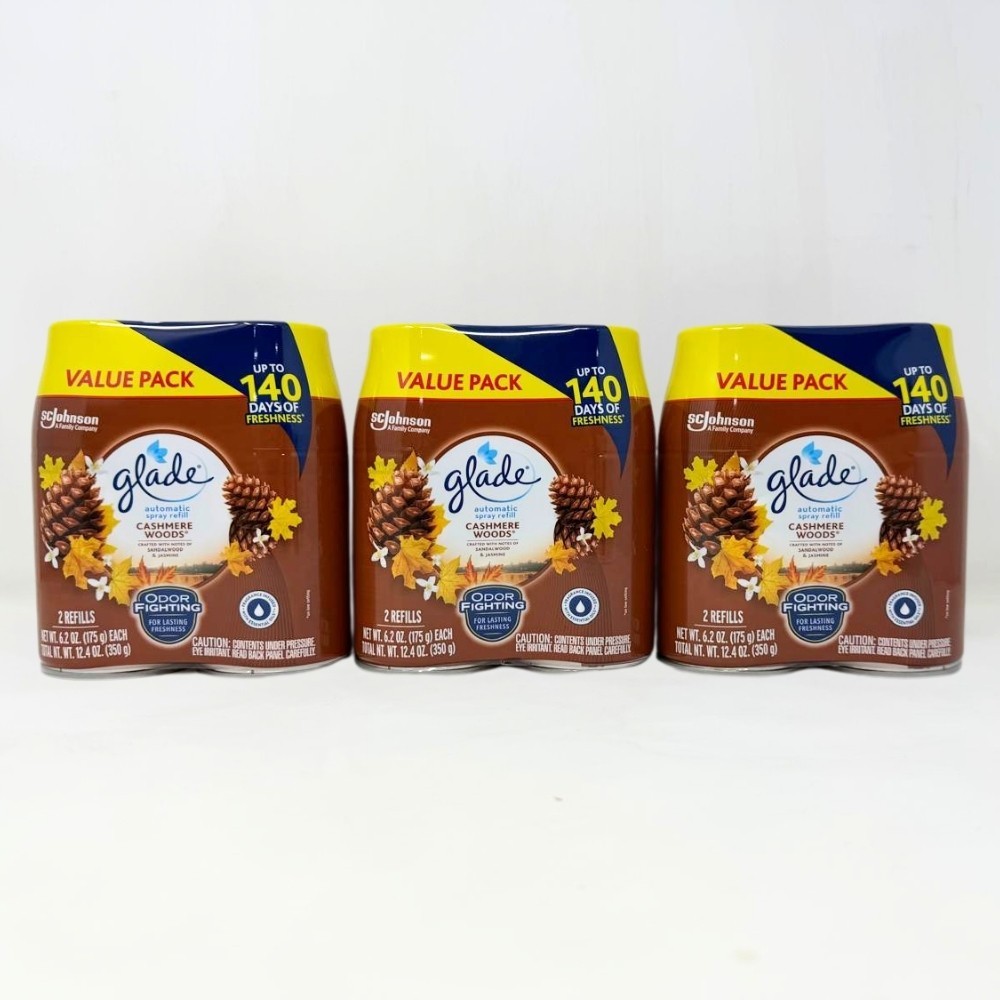 6 Pack – Glade Automatic Spray Air Freshener Refills, Cashmere Woods, 6.2oz