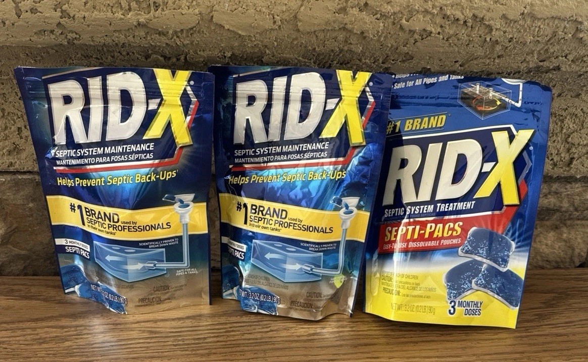 Rid-X Open Bags 5 Packs Septic System Treatment Septi-Pacs 3 months doses 3.2 oz