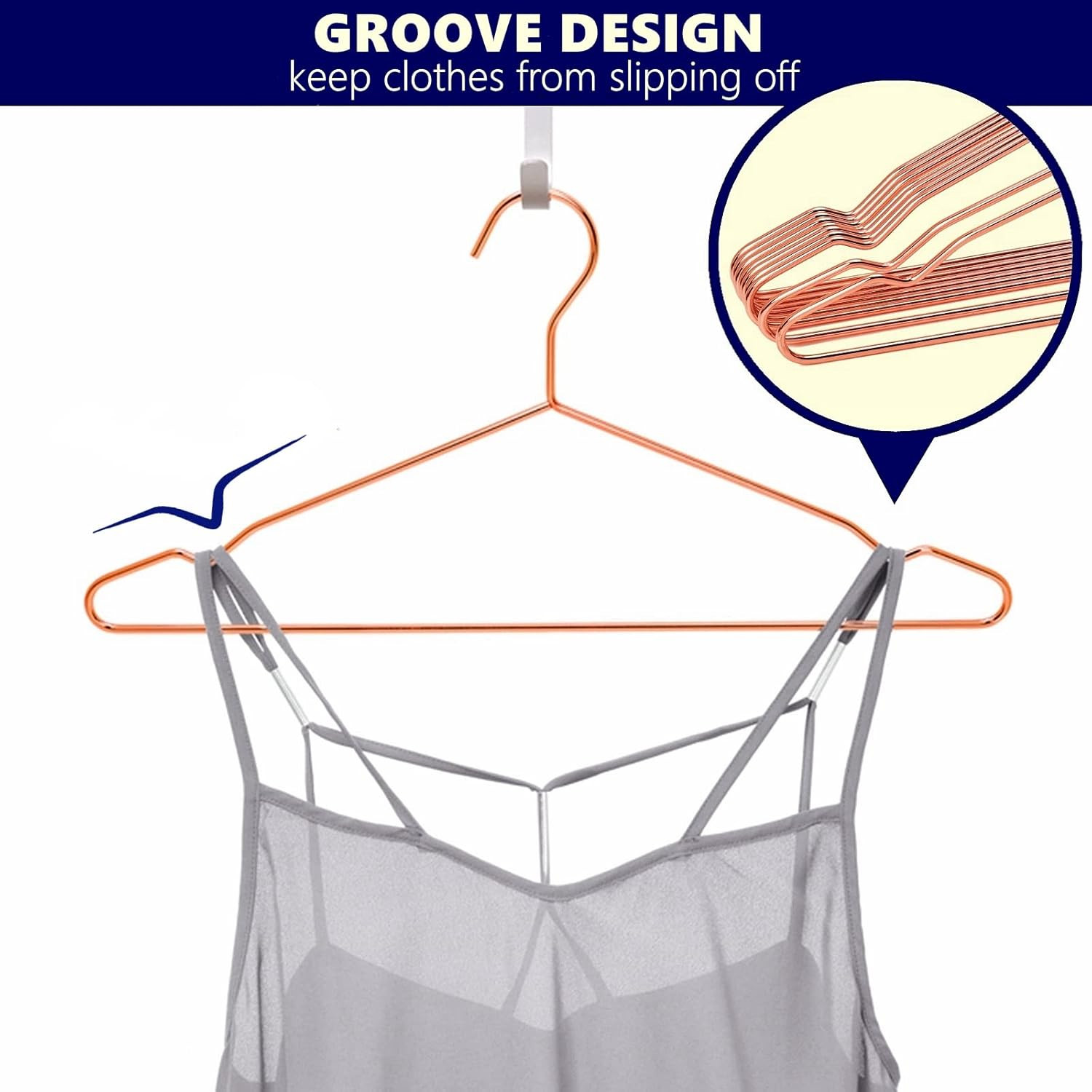 20 Pack 17″ Rose Gold Strong Metal Hanger, Copper Clothes Hangers, Heavy Duty Co