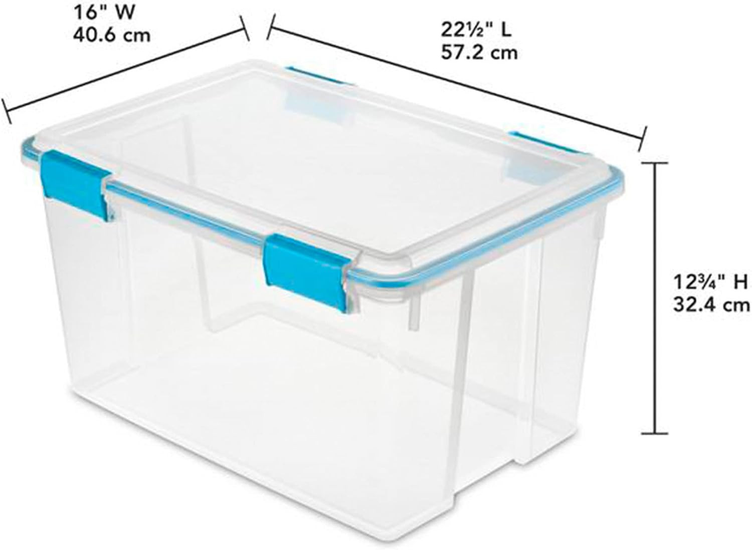 54 Quart Clear Storage Box with Blue Latches – 8 Pack