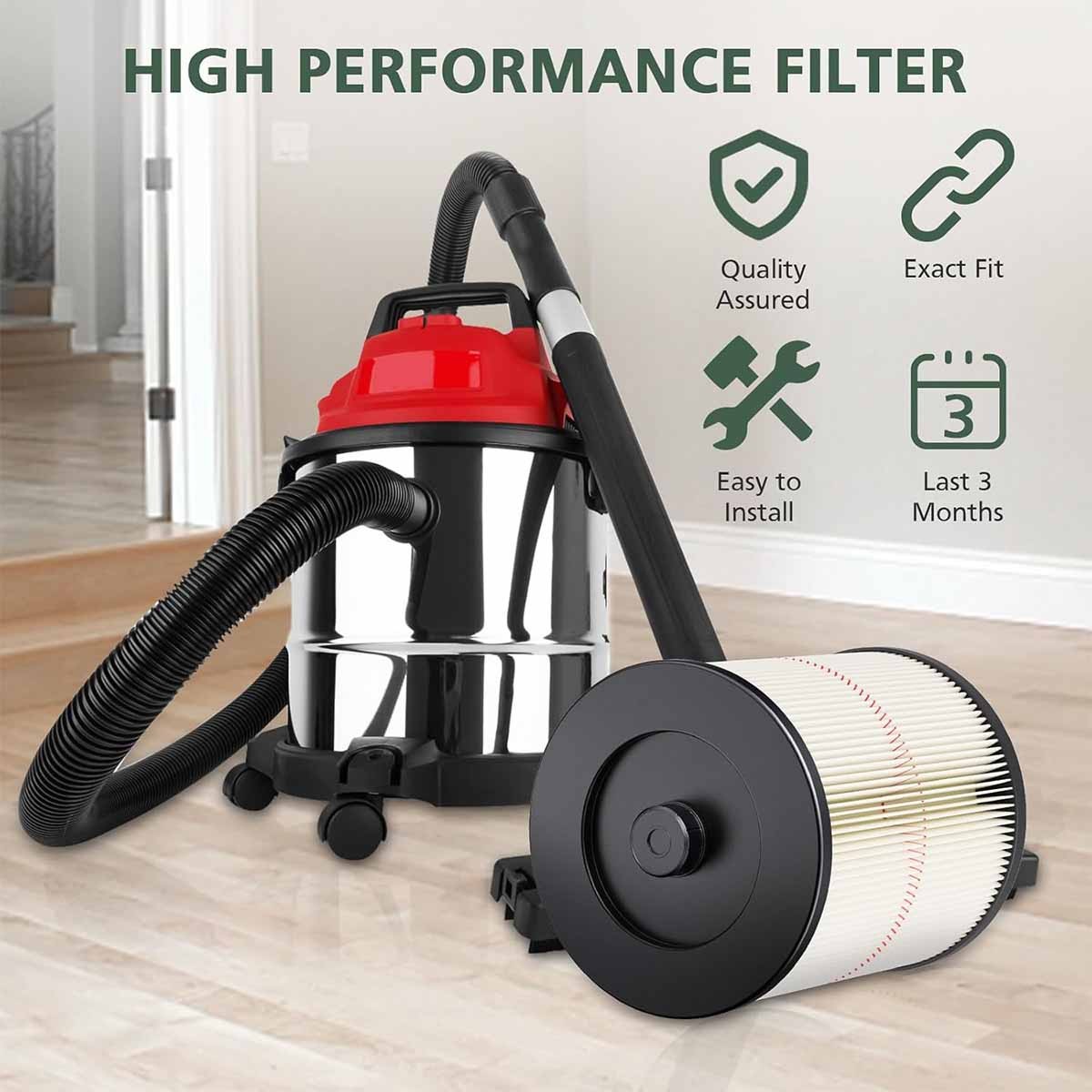 Vacuum Cartridge Filter For Shop Vac Craftsman 9-17816 Replacement Wet Dry