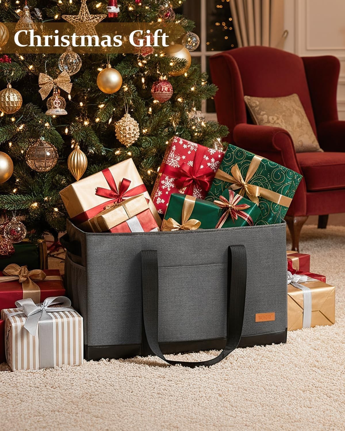 Extra Large Utility Tote Bag – Standing Reusable Grocery Bag with Handle