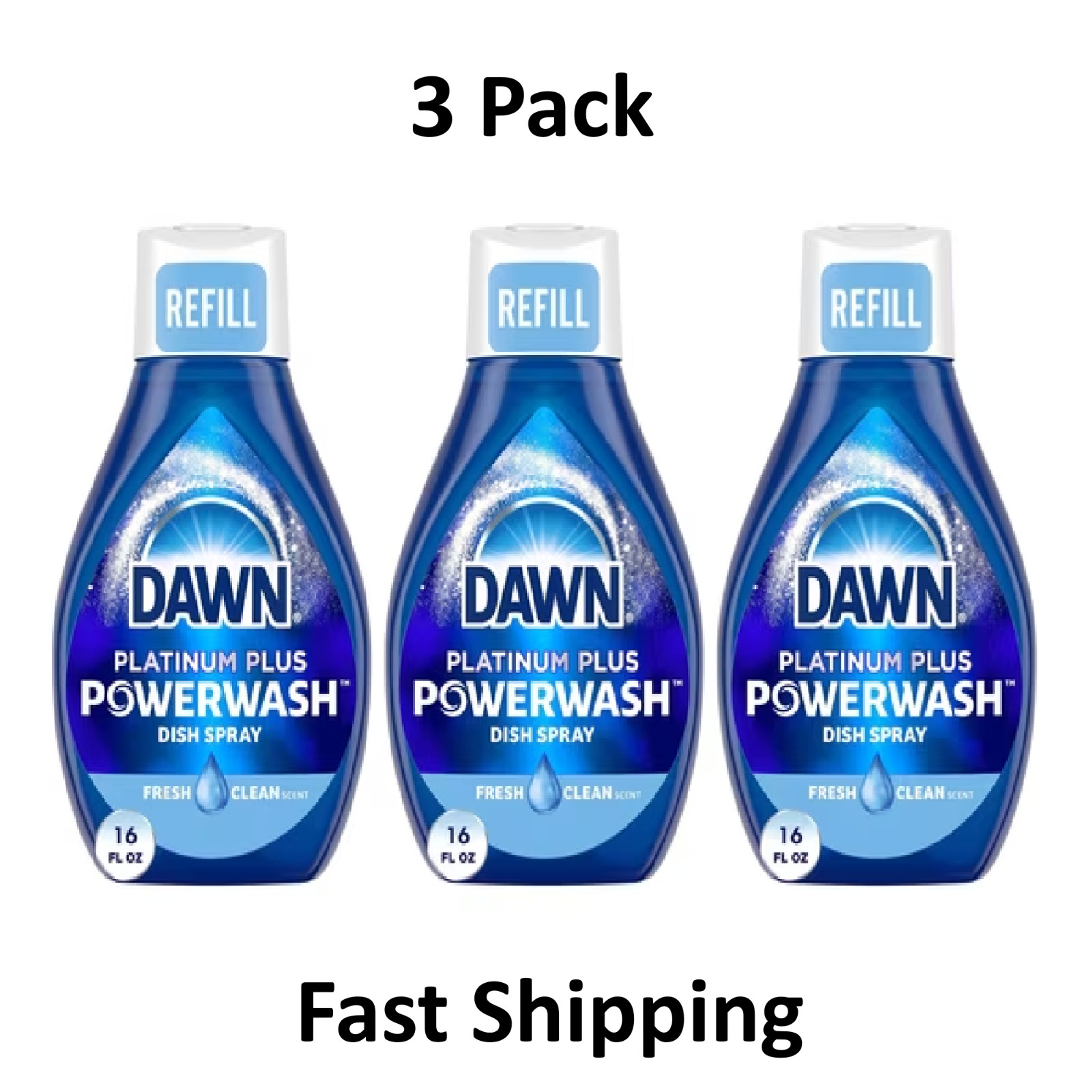 (3 pack) Powerwash Spray Refill, Dish Soap, Dishwashing Liquid, Fresh, 1 Refill