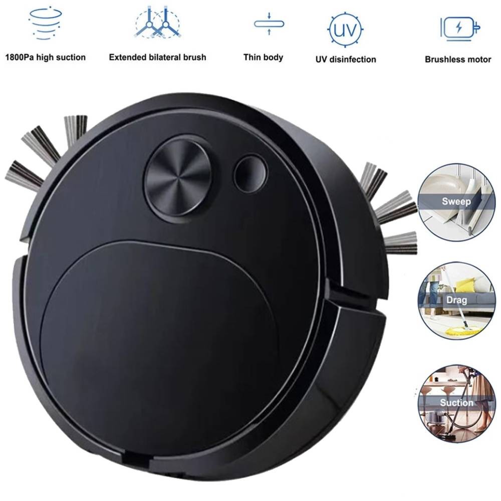 Robot Vacuum Automatic Vacuum Cleaner Low Noise Rechargeable 3 In 1 Intelligent