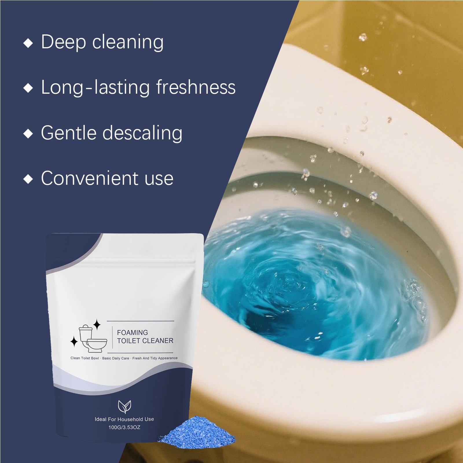 Foaming Cleaning Powder Fresh Scent quick Dissolving Daily Care 100g