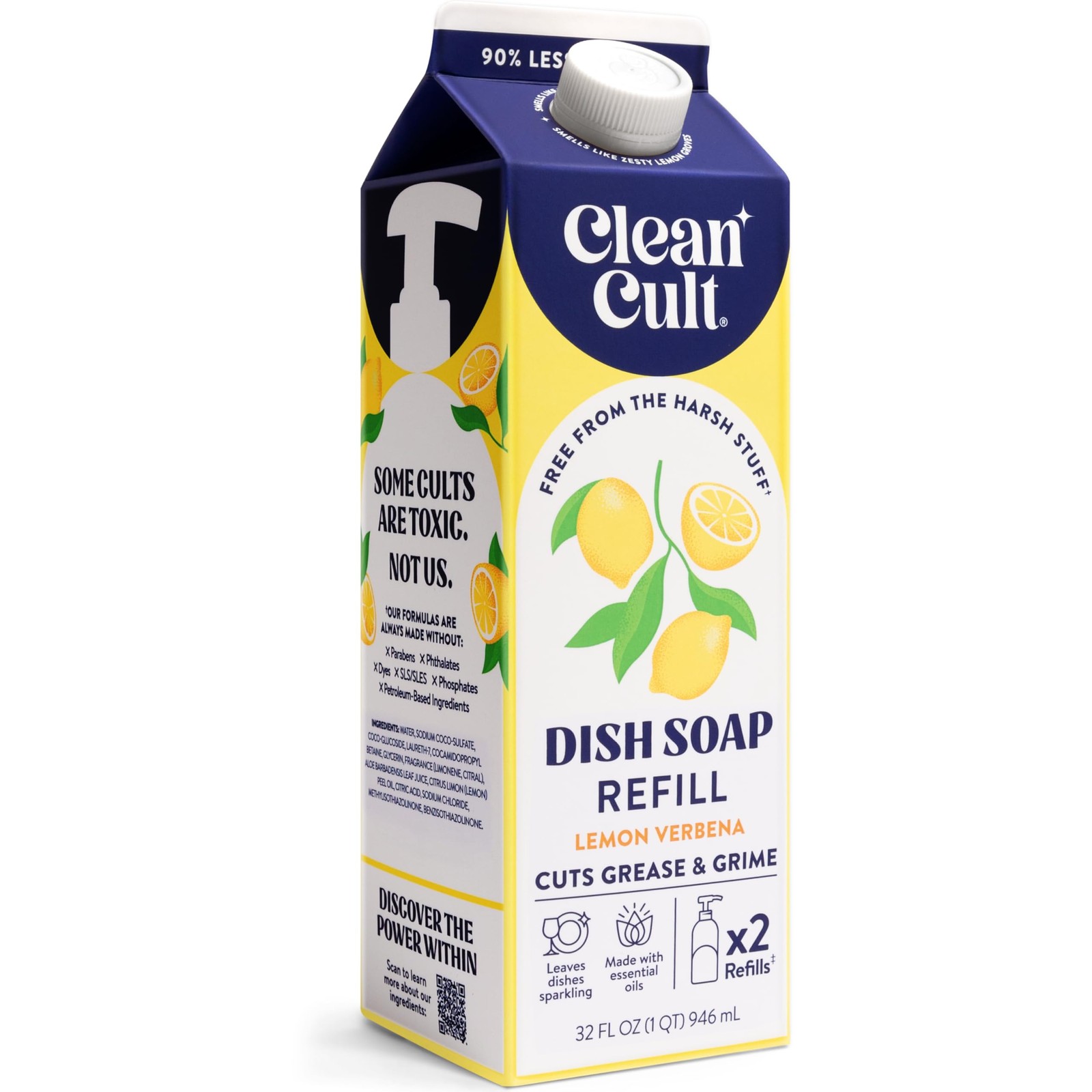 Dish Soap Liquid Refill 32oz, 1 Pack Plant Based Cleaning Power Dish Soap t…