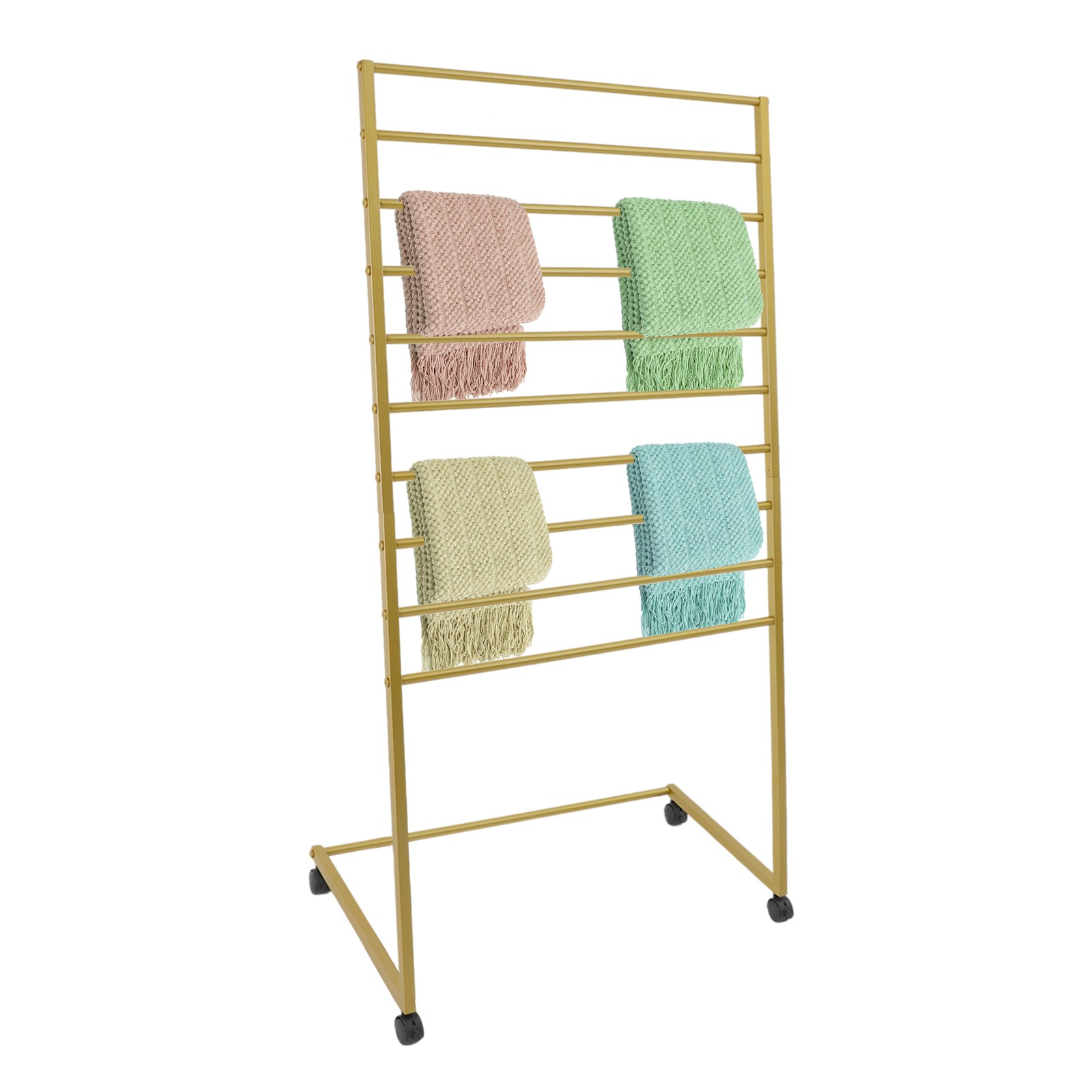 10 Tier Scarf Display Stand Metal Scarf Holder Organizer Rack w/ Wheels 80*40cm