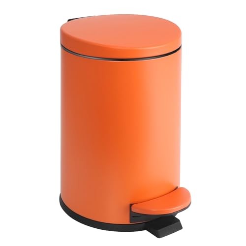 Small Trash Can with Lid Soft Close, 4.5 Liters / 1.2 Gallon Bathroom Orange