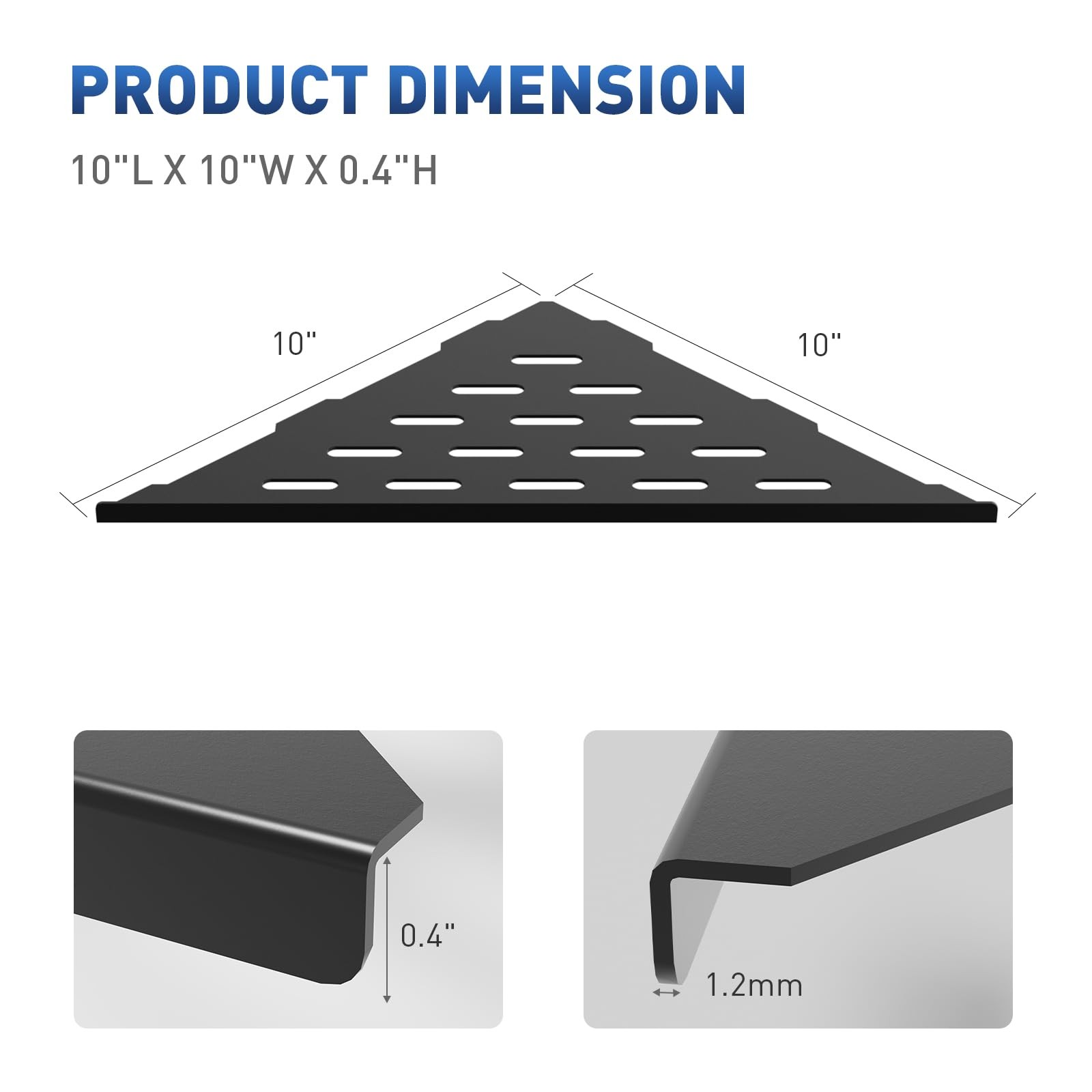 lives Corner Shower Shelves 2 Pack, Triangle-2pcs-Rectangular Patterns, Black