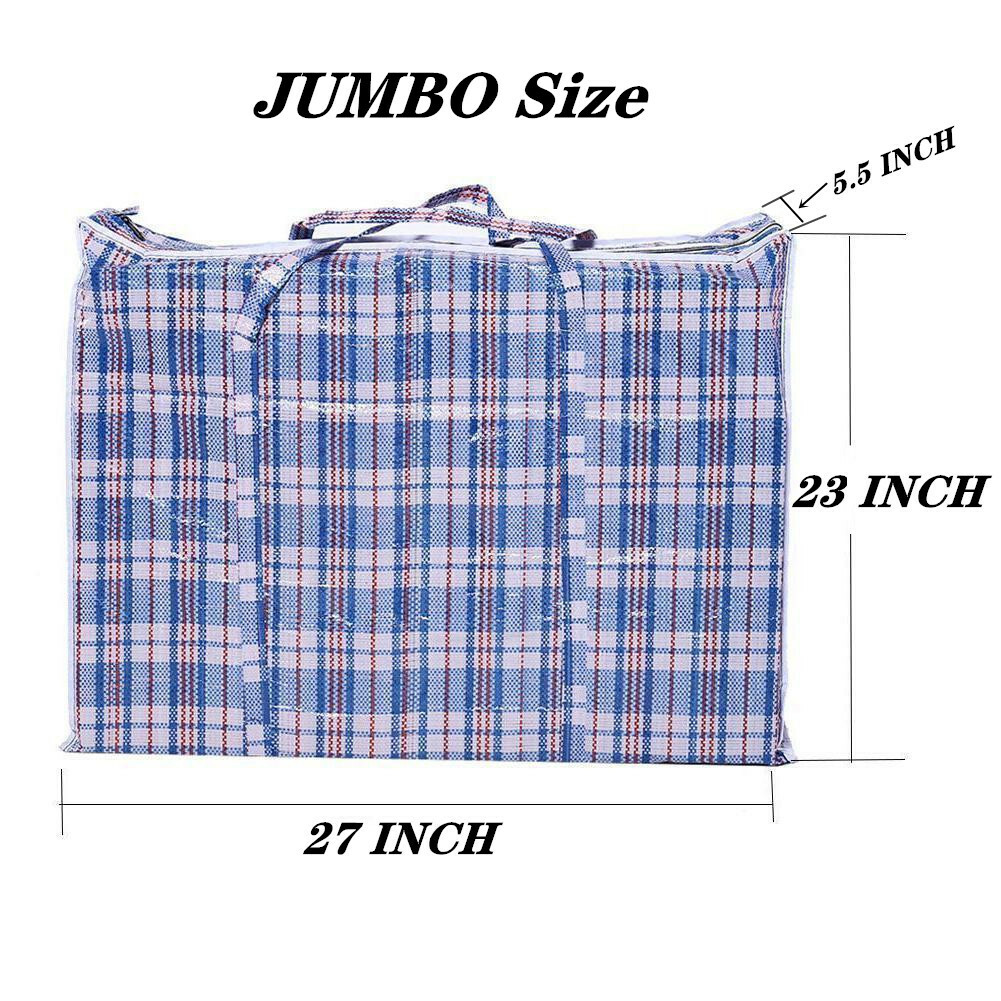 Reusable Large Jumbo plastic Shopping Laundry Moving Storage Luggage Bag Zip
