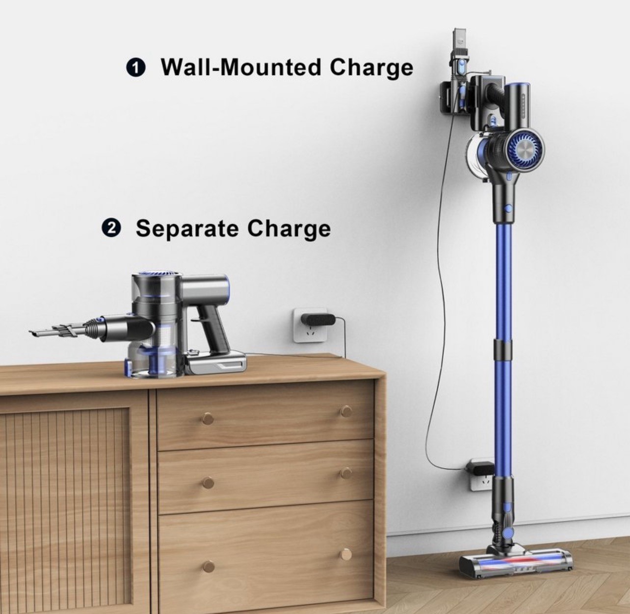TEENDOW CORDLESS STICK VACUUM CLEANER 40min 150w RECHARGEABLE- BLUE