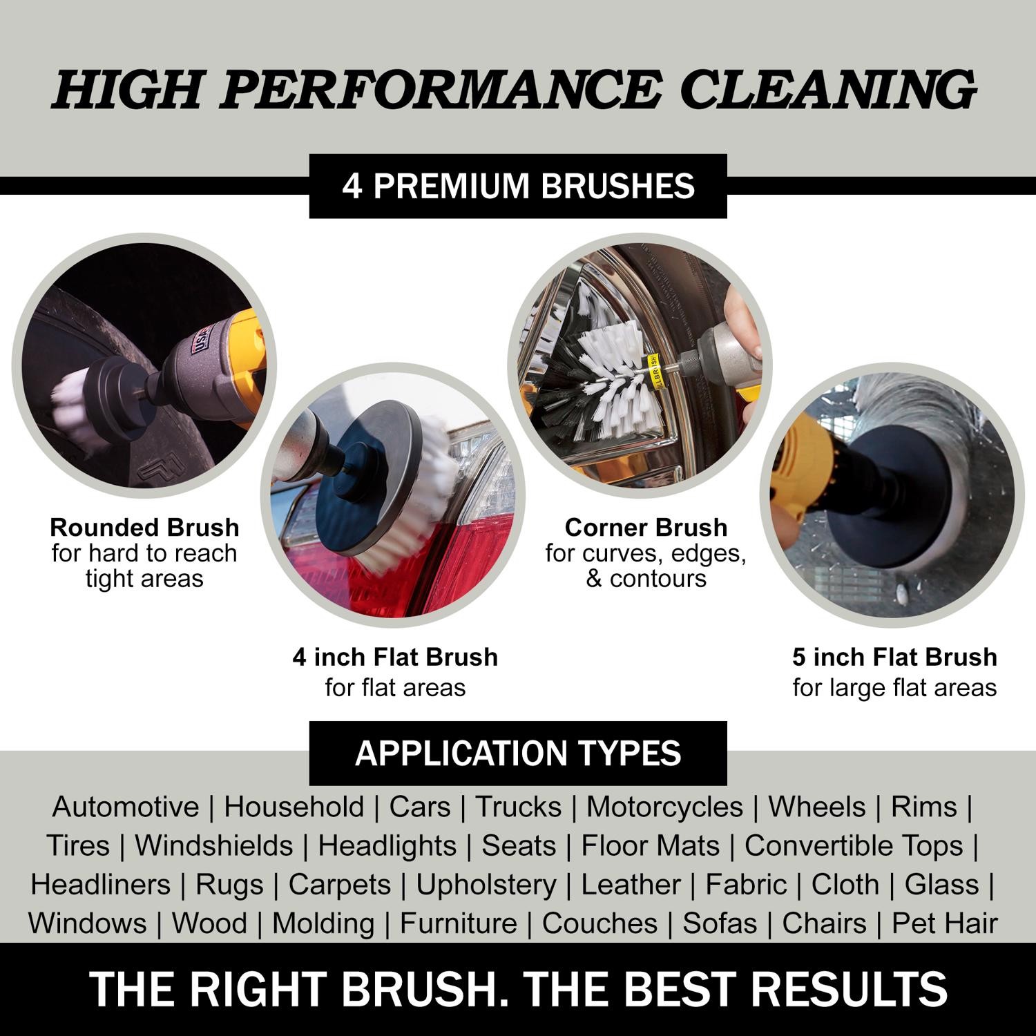Drillbrush 5 in. W Soft Bristle Metal Handle Drill Brush Set