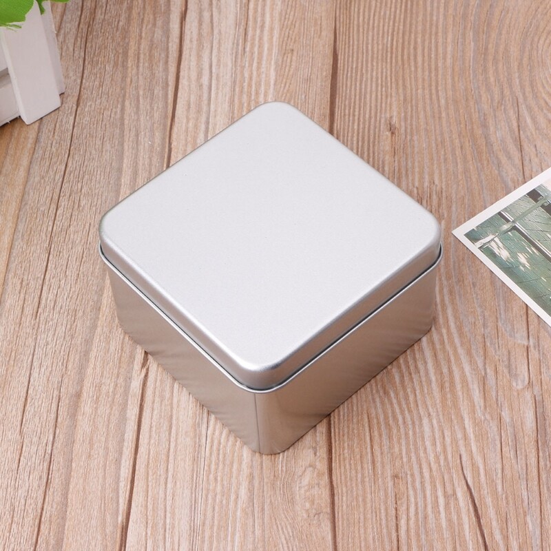 9x9cm Small Metal Tin Silver Storage Box for Case For Money Coin Candy