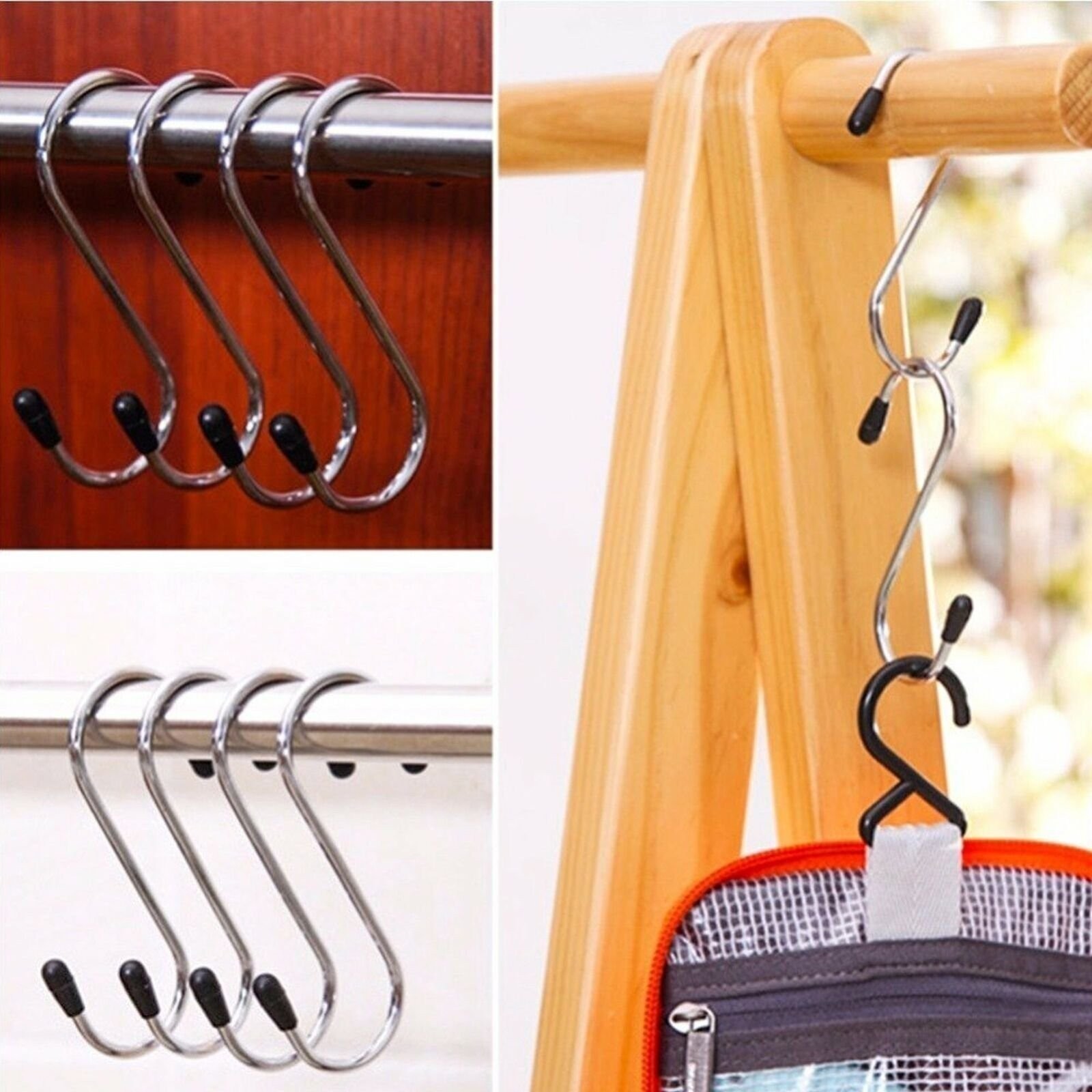 4 Pcs 4″ inch Zine Plated Metal Steel S Hooks for Kitchen Hanging Hanger Bulk