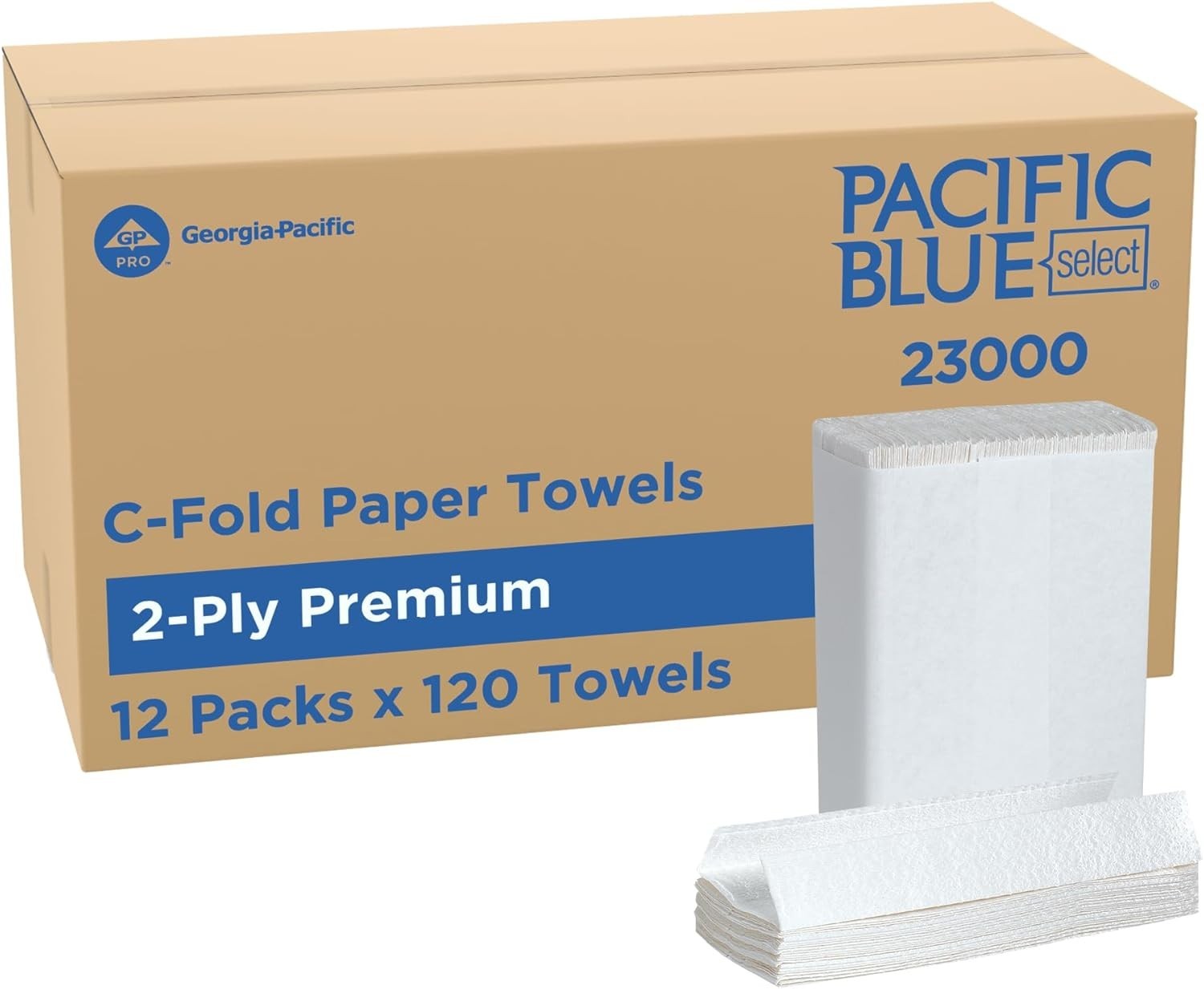 Pacific Blue Select by PRO C-Fold 2-Ply Paper Towels, White, 3.6” Folded Wid…