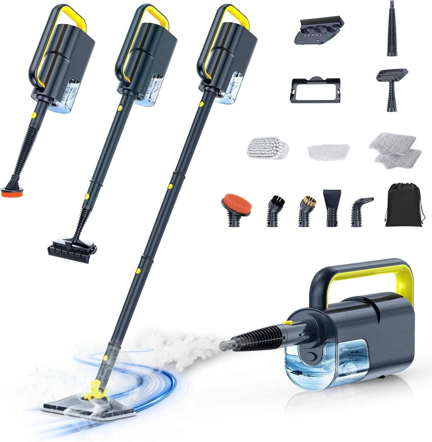 10-in-1 Steam Mop with Detachable Handheld Steamer,350ml Tank, 10s Heat-Up, 2…