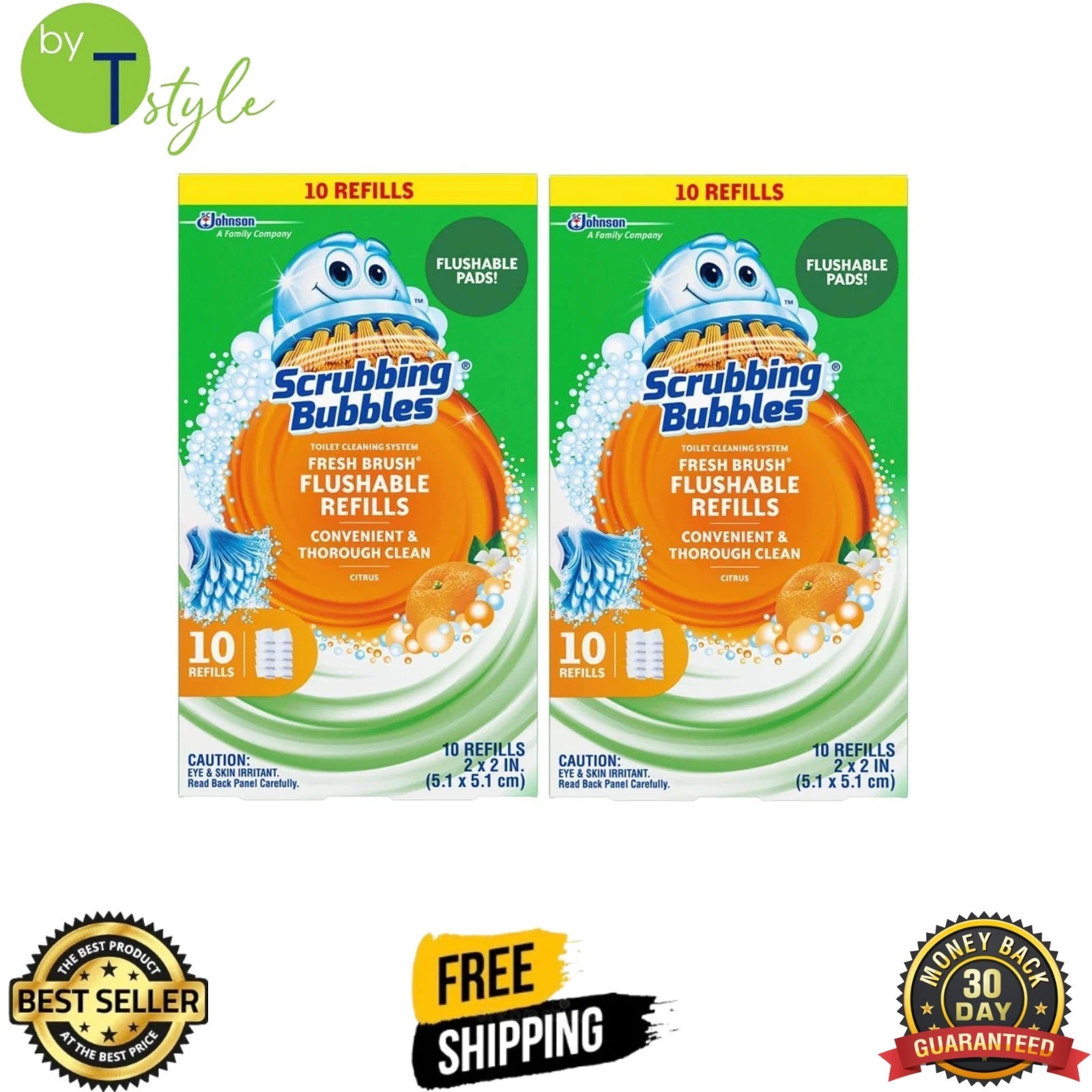 (2 packs) Scrubbing Bubbles Fresh Brush Flushables Refill 10 Ct/pack