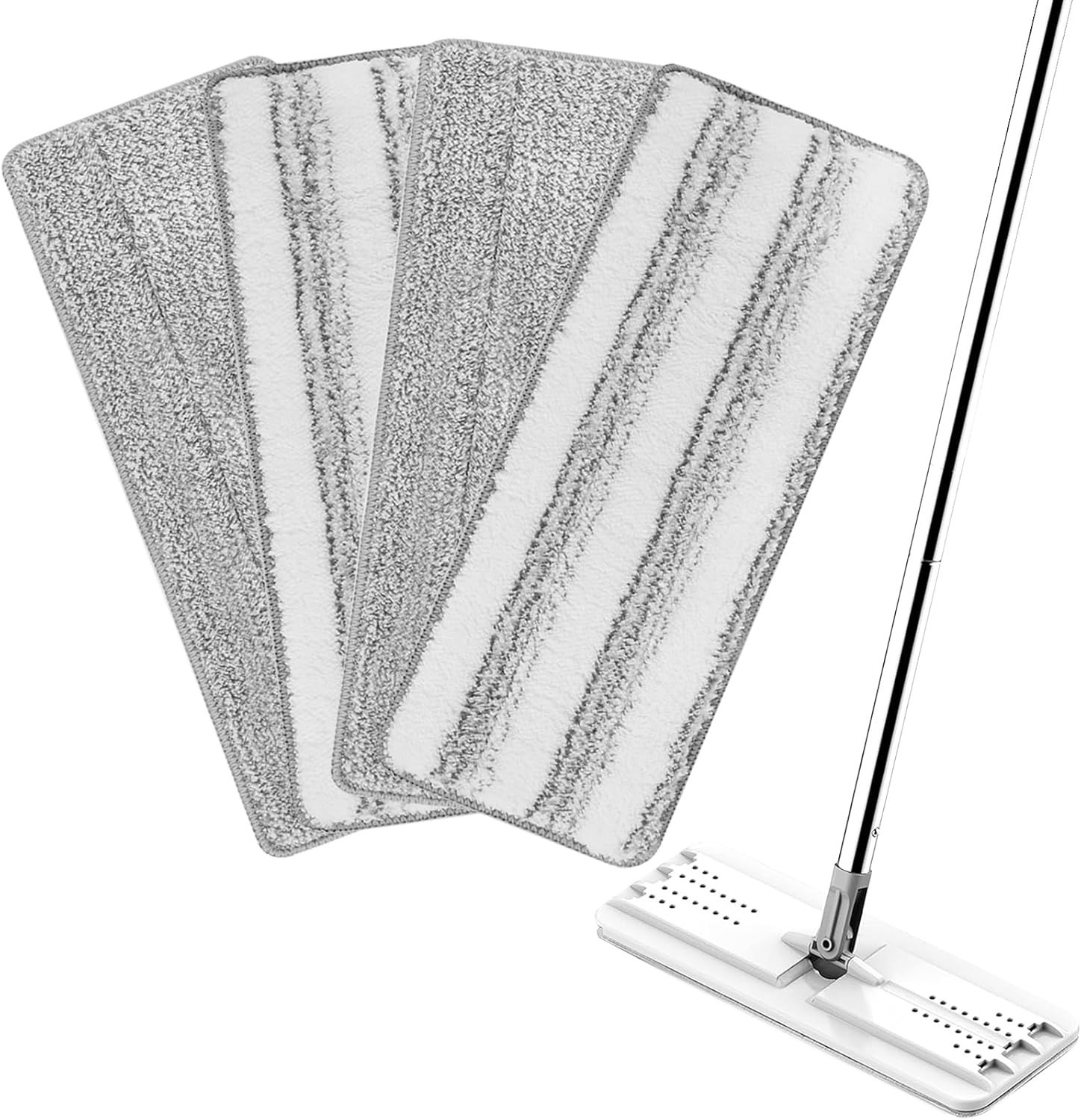 4 Pack Washable Microfiber Mop Replacement Pads for 13” X 4.9” Flat Mops