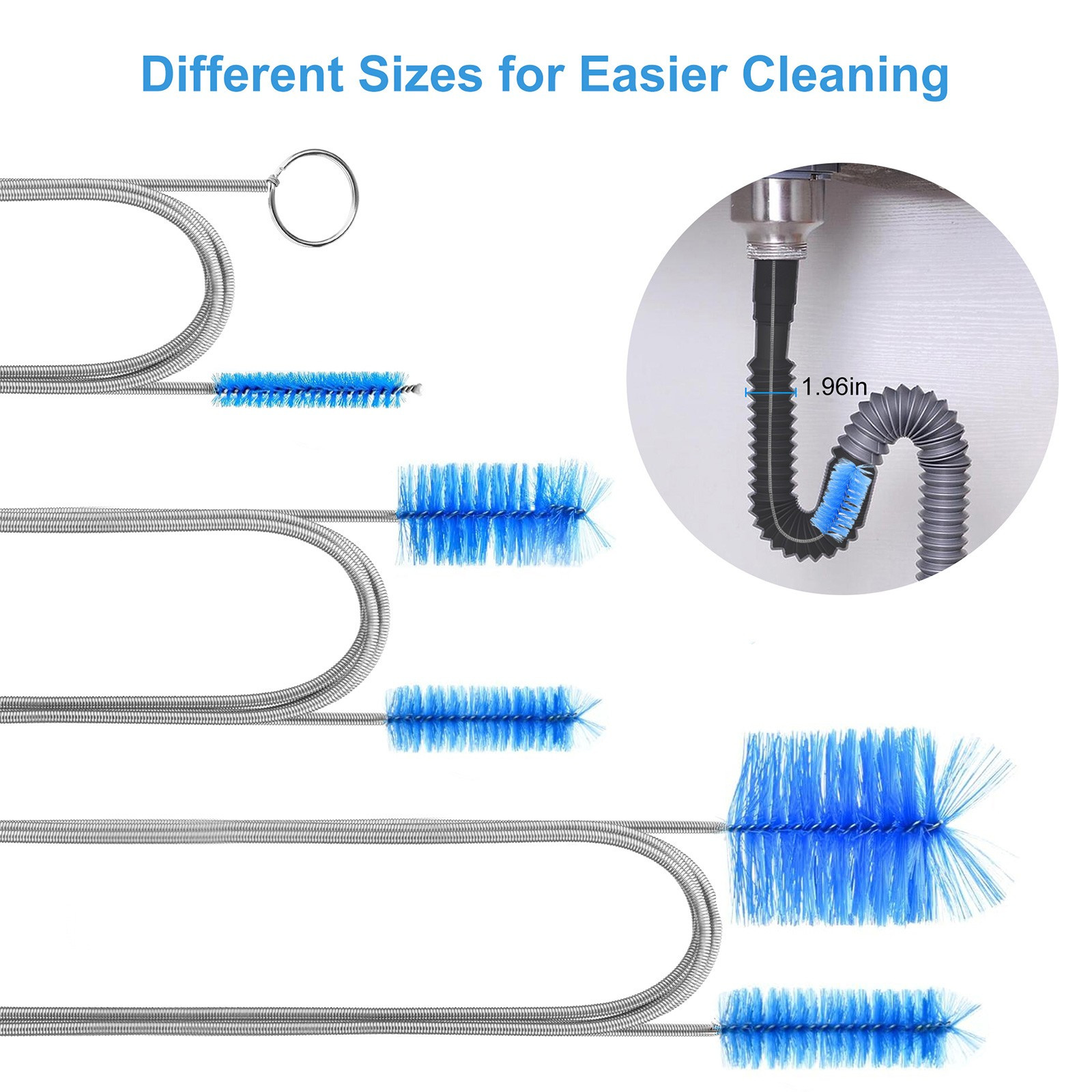 3 PCS Double Ended Drain Cleaning Brush Set Flexible Pipe Clog Remover Tool US