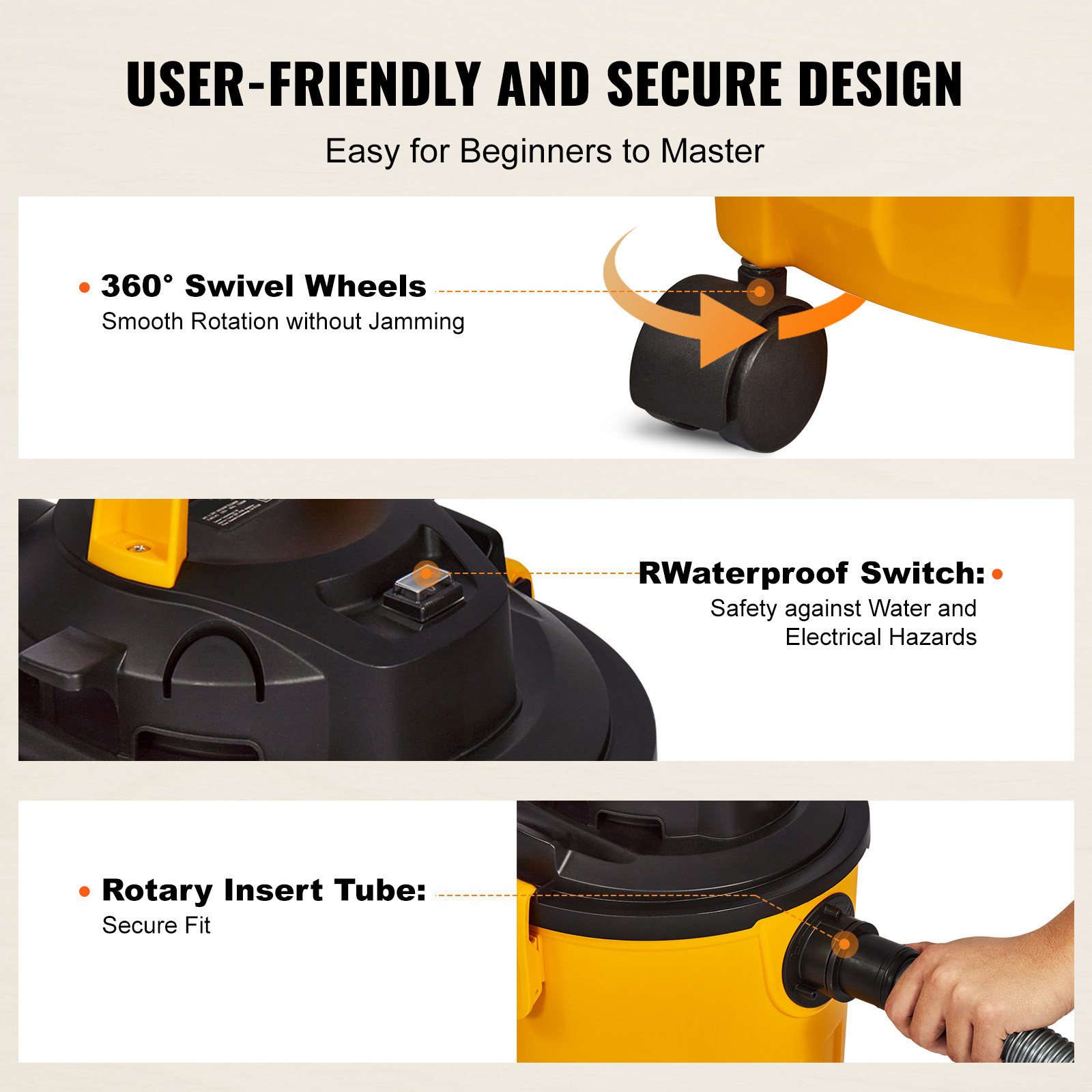 VEVOR Wet Dry Shop Vac Vacuum 5 Gallon 6 Peak HP Cleaner 2in1 Portable Blower