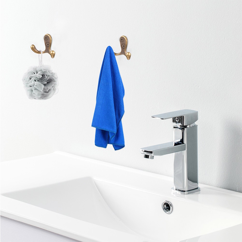3Pcs Copper Metal Wall Hooks for Bathroom Towels and Coat Hanging Light Brown
