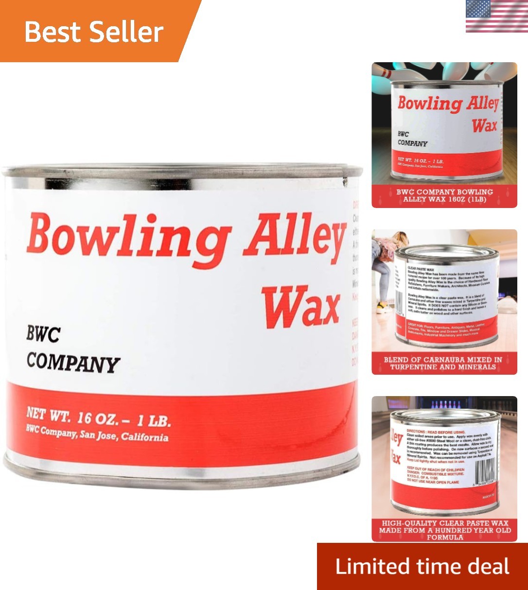 Bowling Alley Wax, Clear Paste, 16 oz. Can – Surface Protection Wax for Polis…