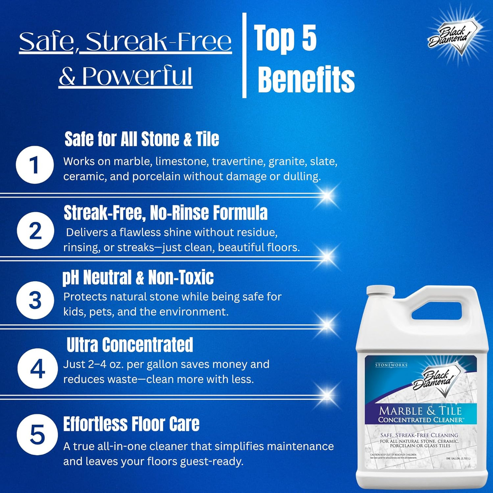 Marble Tile Floor Cleaner Concentrate No Rinse Safe for Natural Stone Ceramic