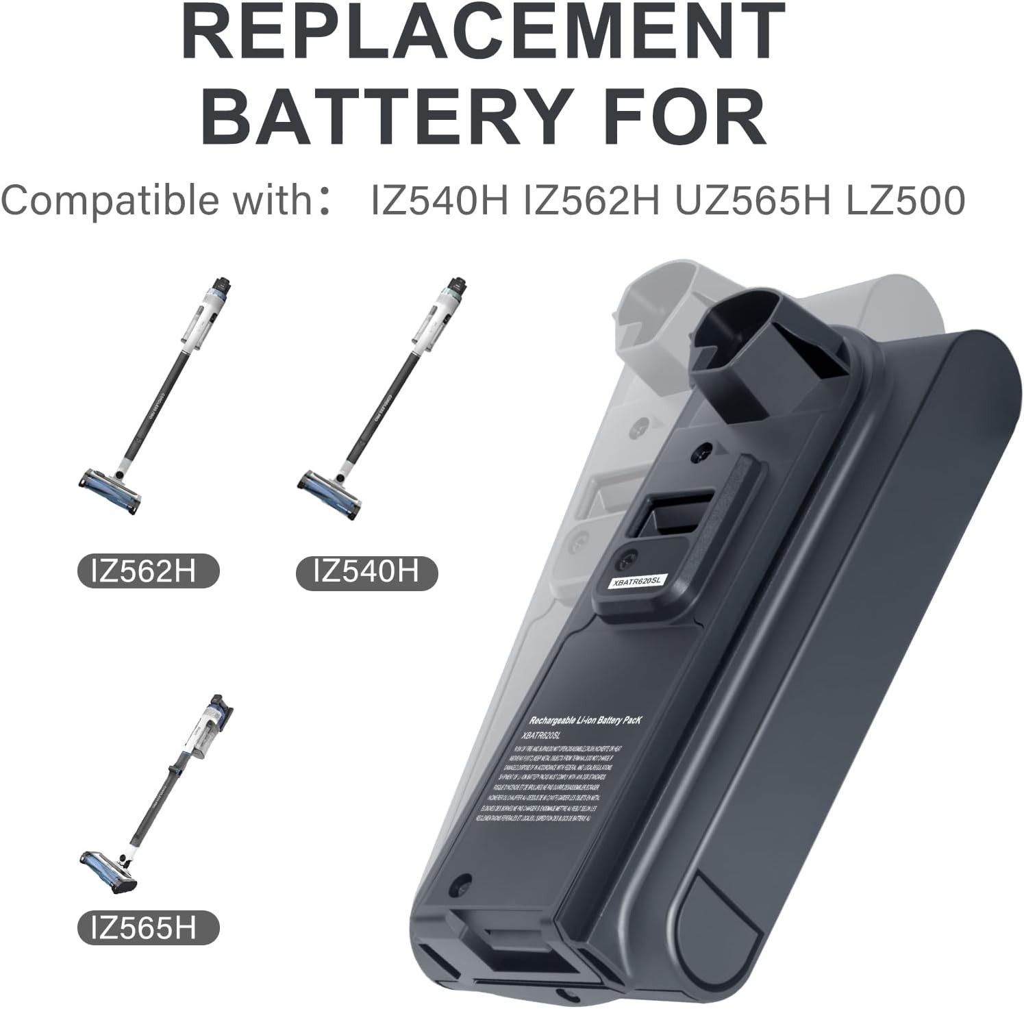Replacement for Shark XBATR620SL Battery Compatible with IZ540H IZ562H UZ565H
