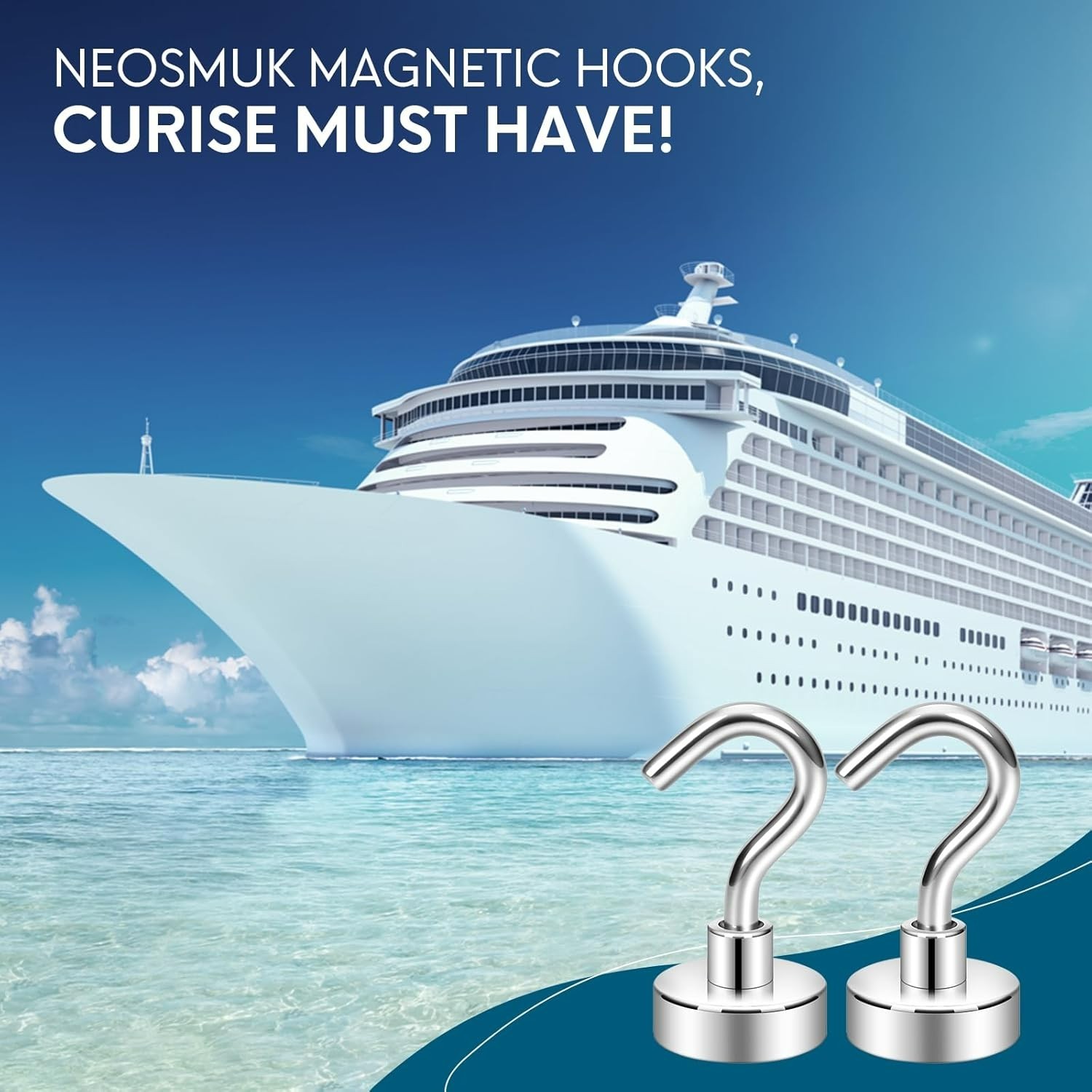 Ultra-Strong 6-Pack 30lb+ Magnetic Hooks with Rust-Free Finish for Versatile Use
