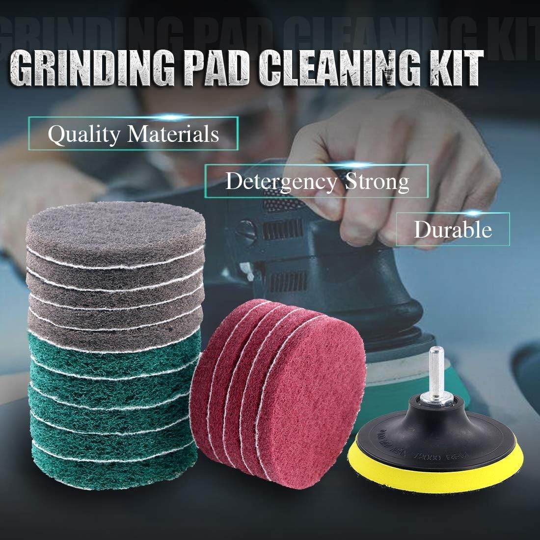 16Pcs 4Inch 3 Different Color Scrubbing Pads Drill Powered Brush Tile Scrubber