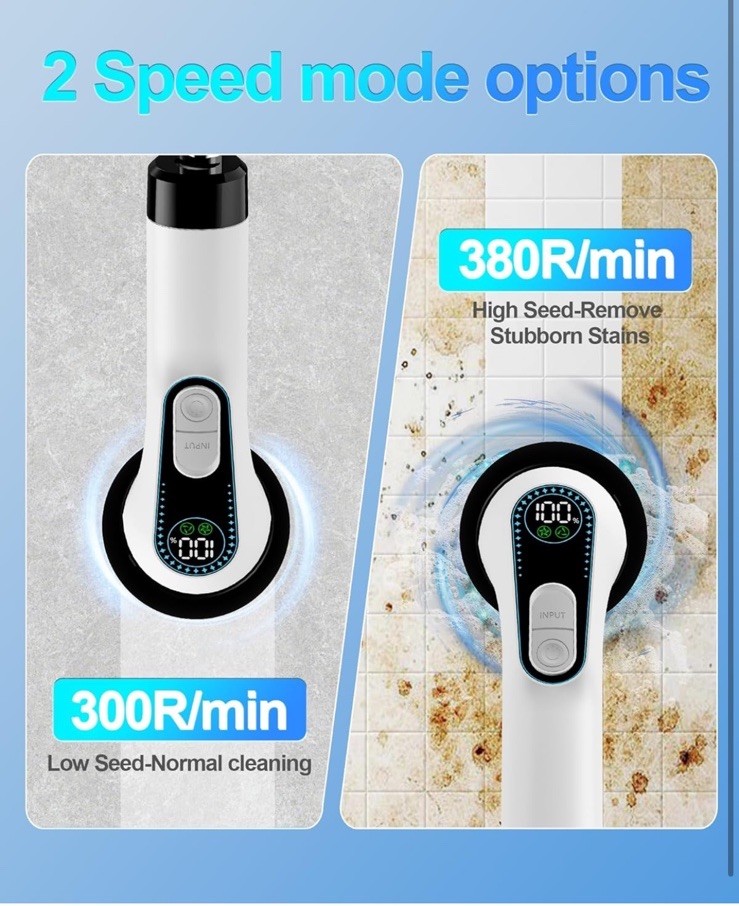 Cordless Electric Spin Scrubber with 7 Replaceable Attachments , Tub Tile Floor