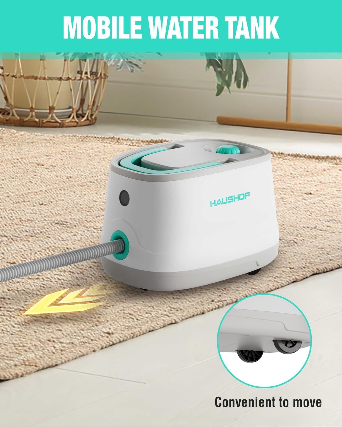 HAUSHOF 1500W Portable Steam Cleaner w/1.5L Tank and Wheels 4 Bar 16 Accessories
