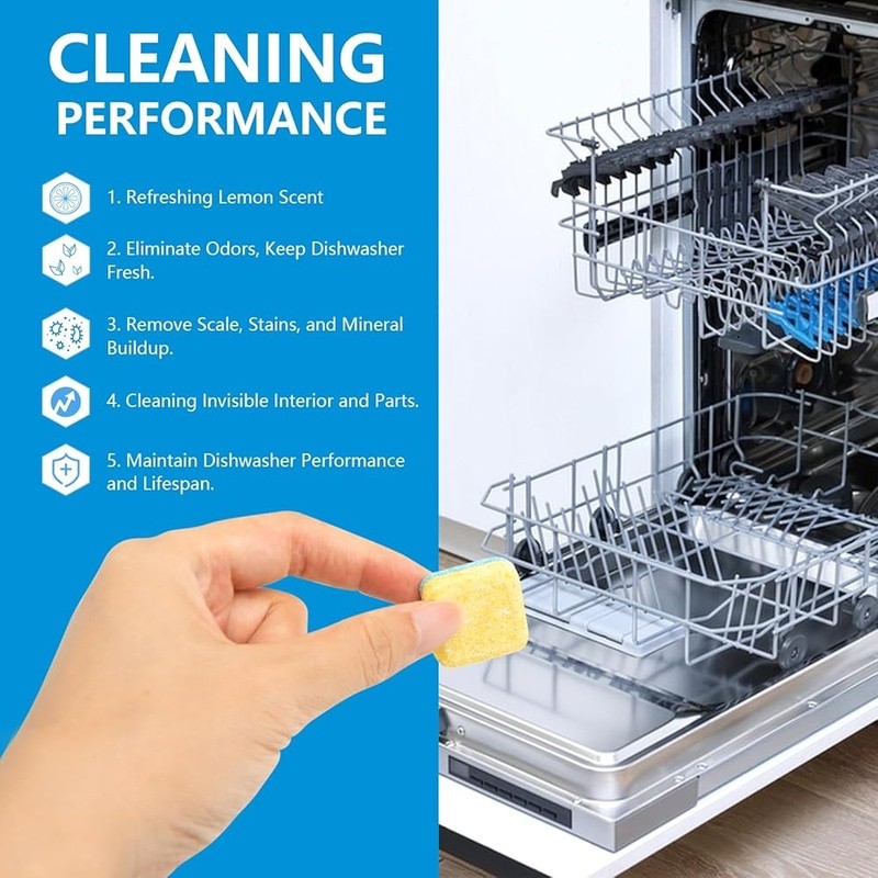 Dishwasher Cleaner Tablets Deep Clean Lemon Fresh Odor Control 24 Count New