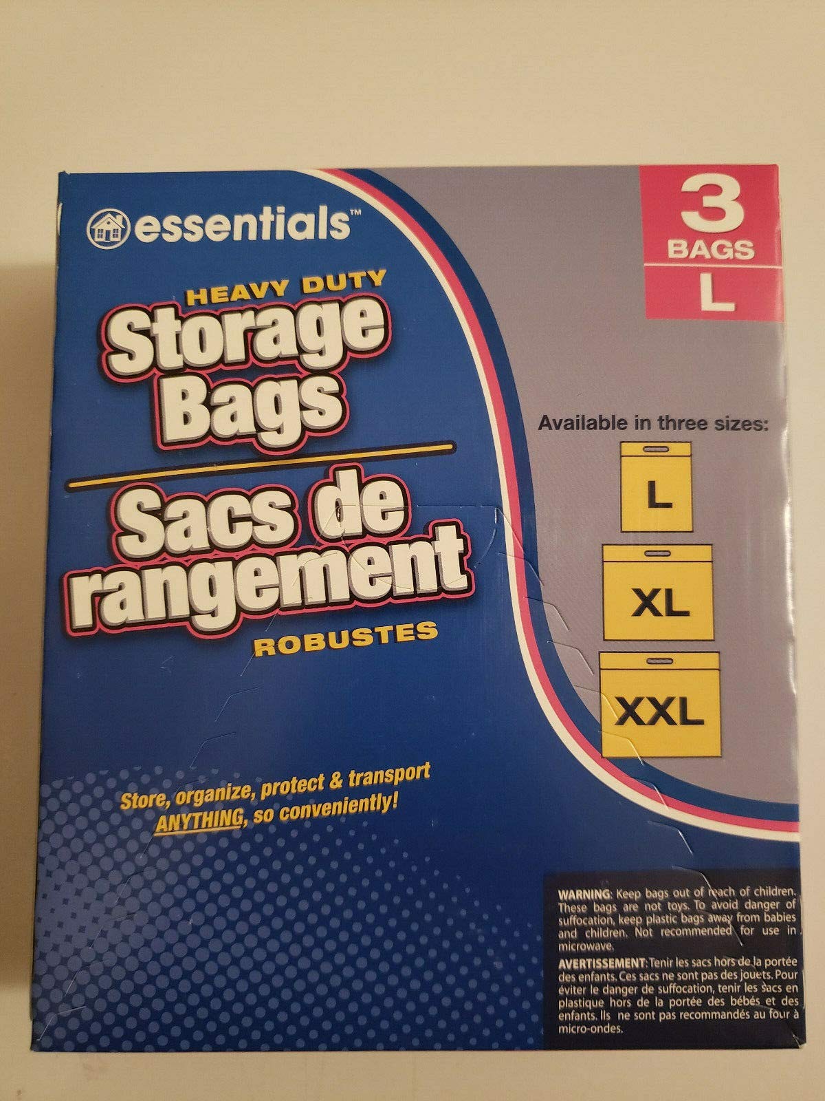 Large Heavy Duty Storage Bags with Zip-lock , Size Large, 3 Count , 2 Pack (6…