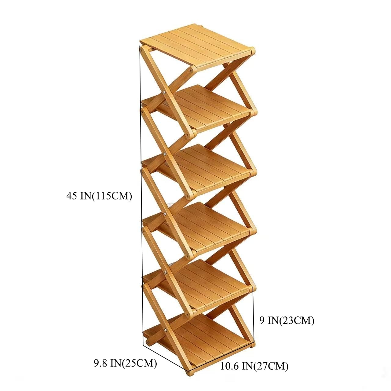 Bamboo Shoe Rack – No Assembly Required, Tall Narrow Foldable Shoe Organizer,…