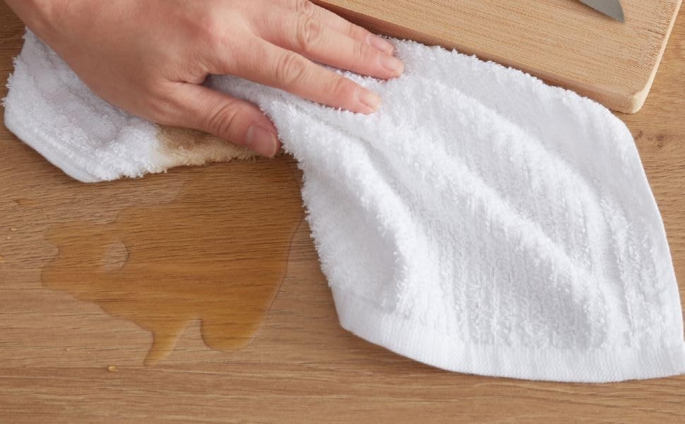 Textila Bar Mop Towels – 12×12 Inches – Pack of 10 – White – Cotton Dish Clot…