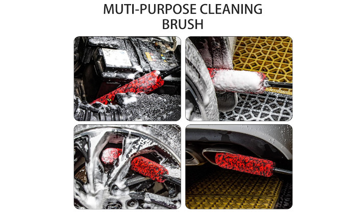 Wool Car Cleaning Brush Synthetic Wheel Cleaner Tire Rims Spokes Fenders 3 Pack
