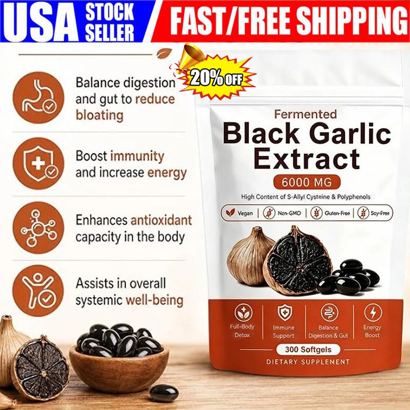 Black Garlic Extract Capsules – Natural Aged Odorless Organic Supplement