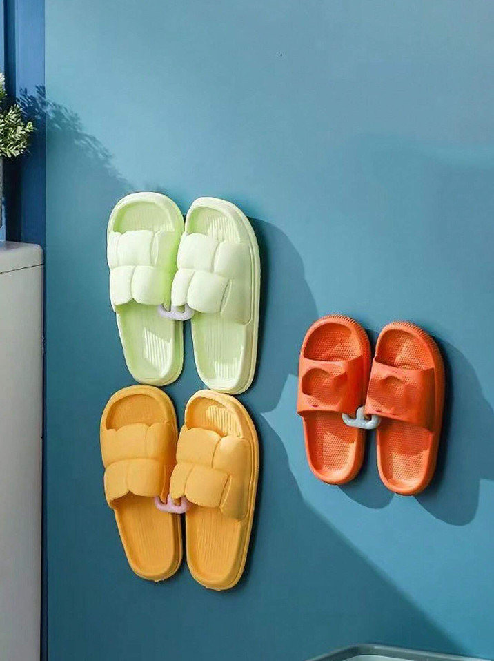 1 pc Wall-Mounted Self-Adhesive Bathroom Slipper Rack for Indoor Use–Space Saver