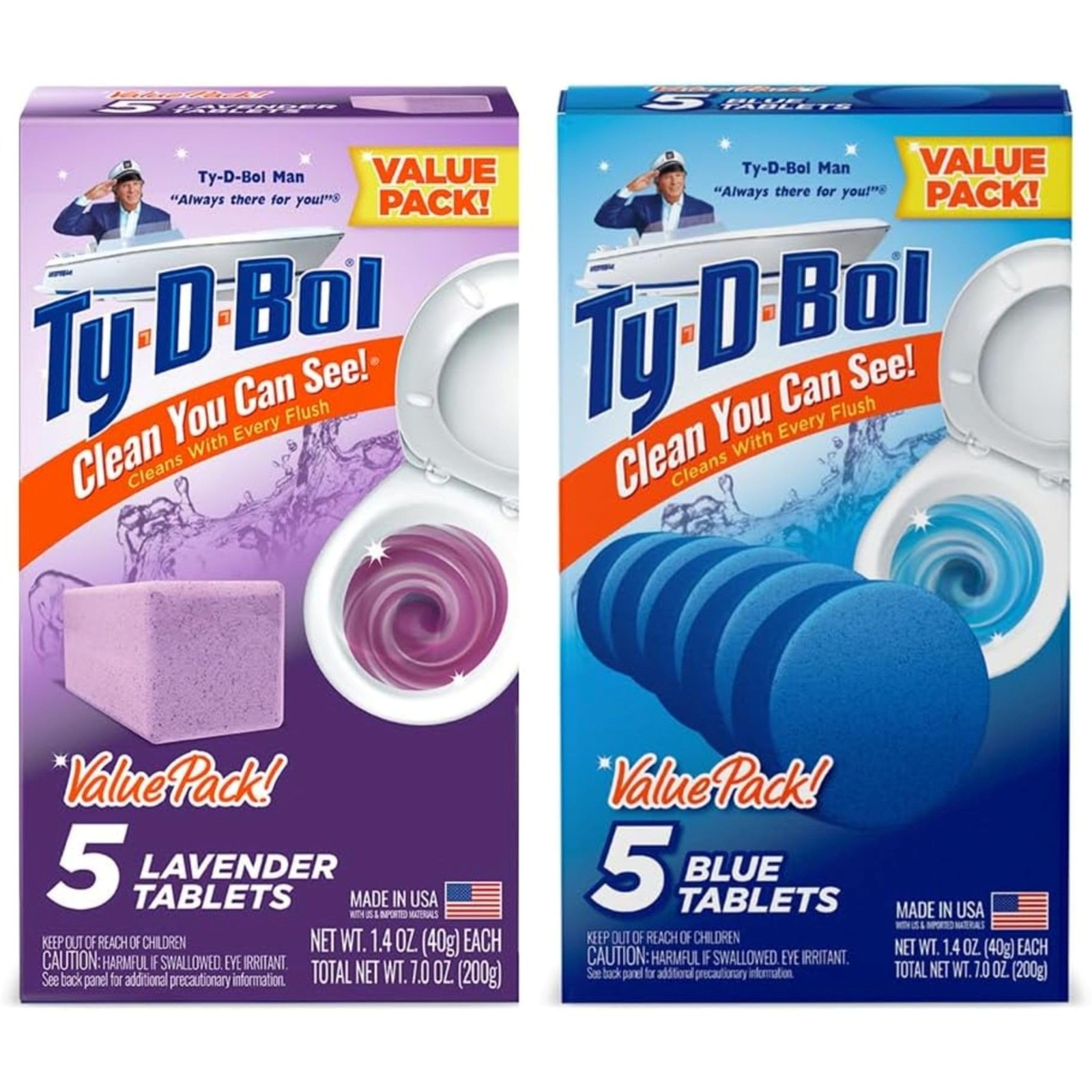 Bleach-Free Toilet Bowl Cleaner Tablets, Lavender & Blue, 10 Pack