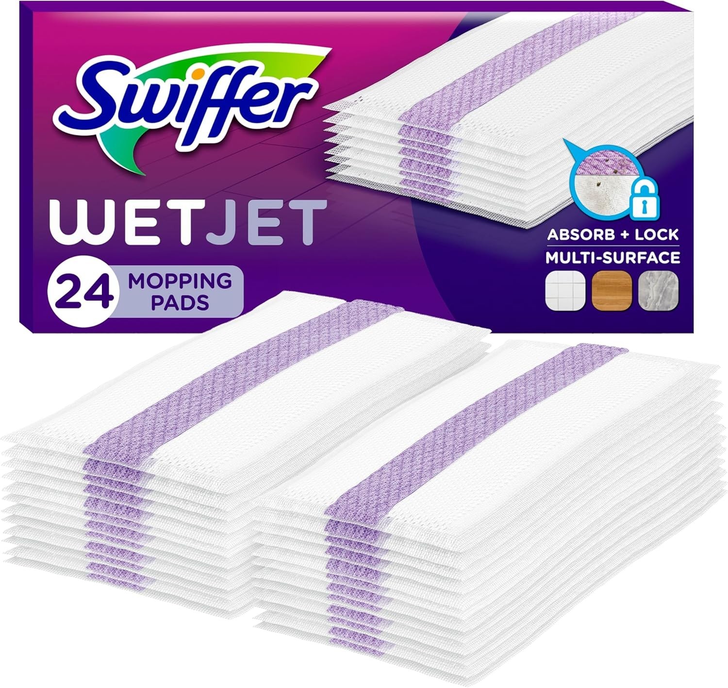 Swiffer WetJet Hardwood Floor Cleaner Refill Pads, 24 Count, Multi-Surface