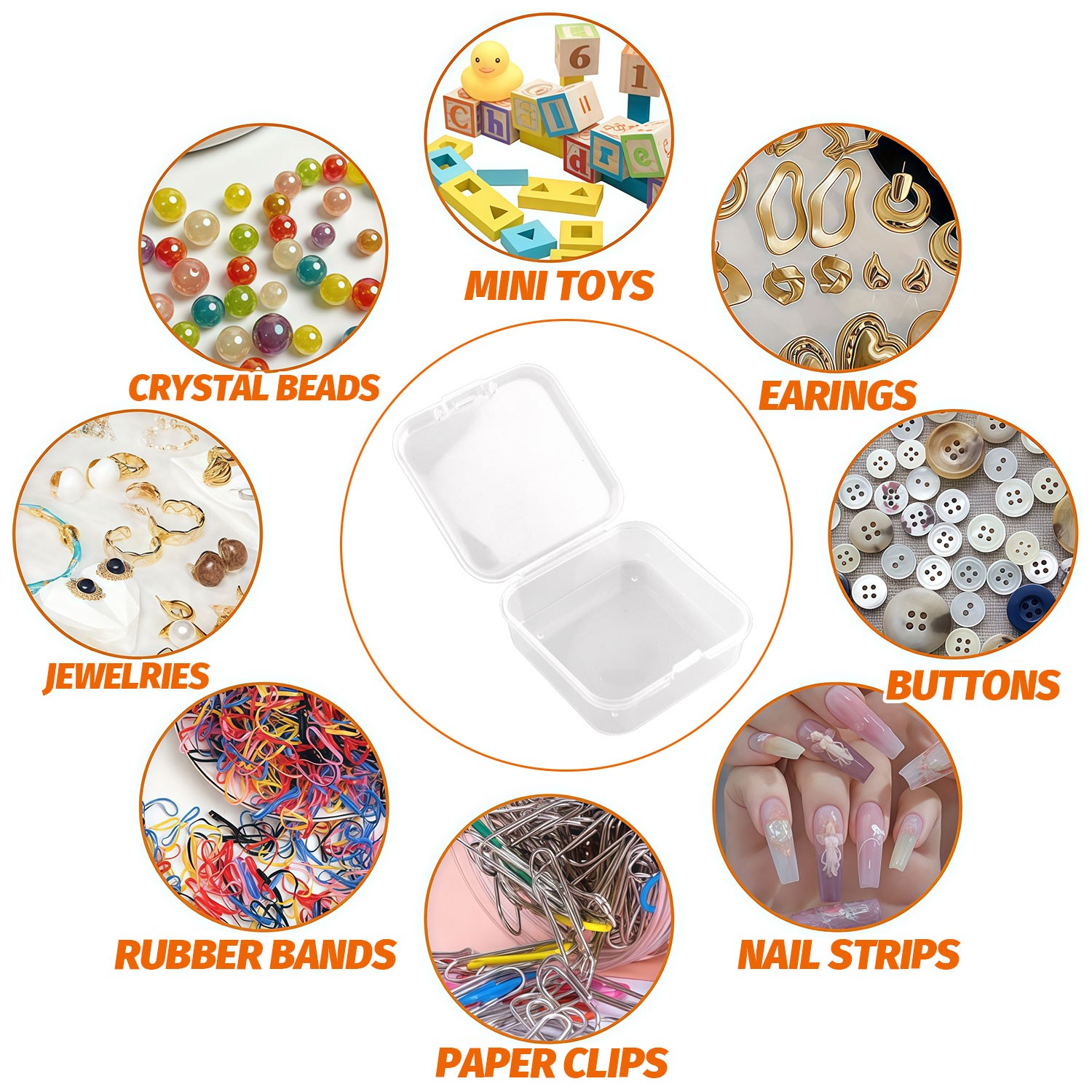 60Grid Clear Jewelry Box Plastic Bead Storage Craft Container Earrings Organizer
