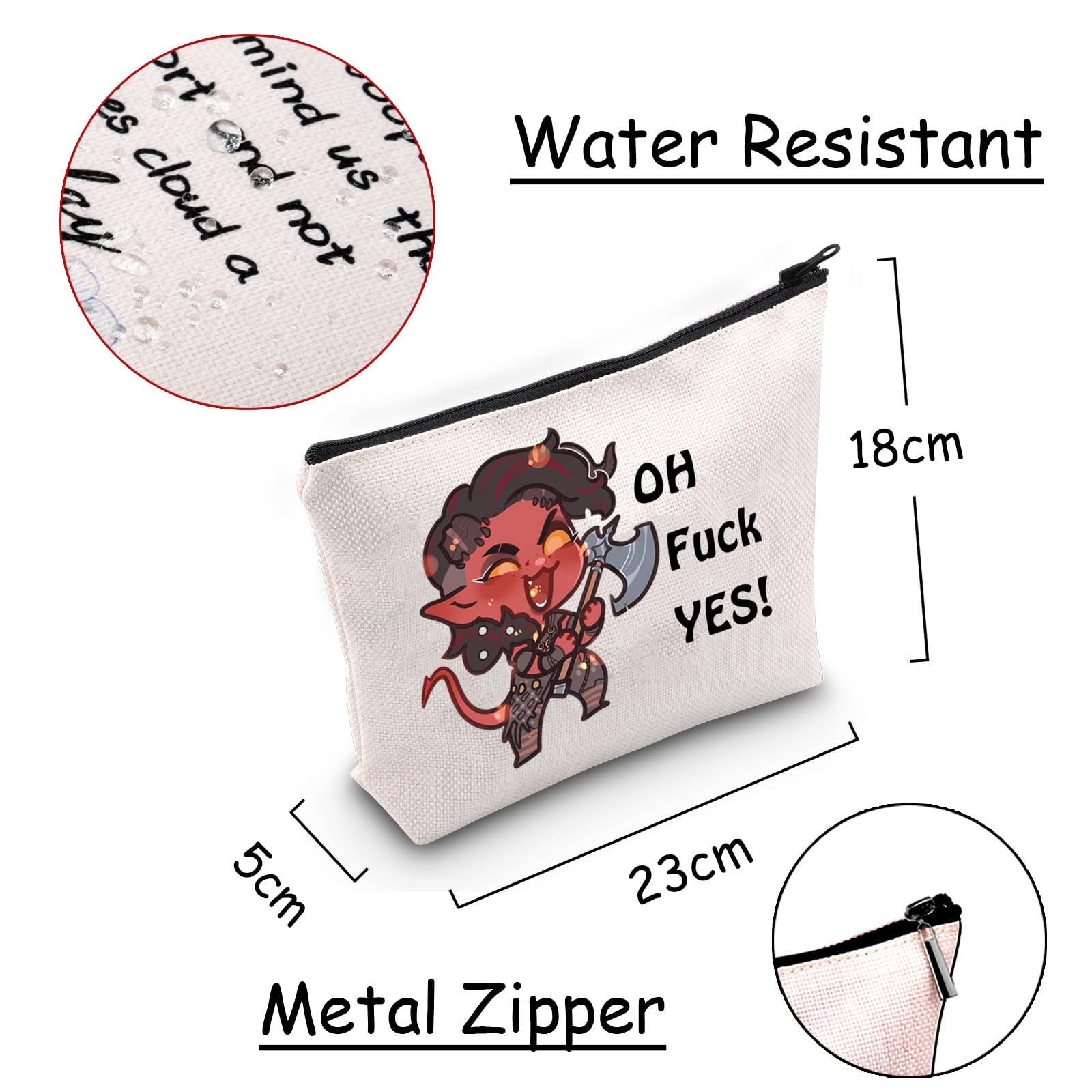 JXGZSO Oh F Yes Karlach Inspired Cosmetic Bag Funny RPG F