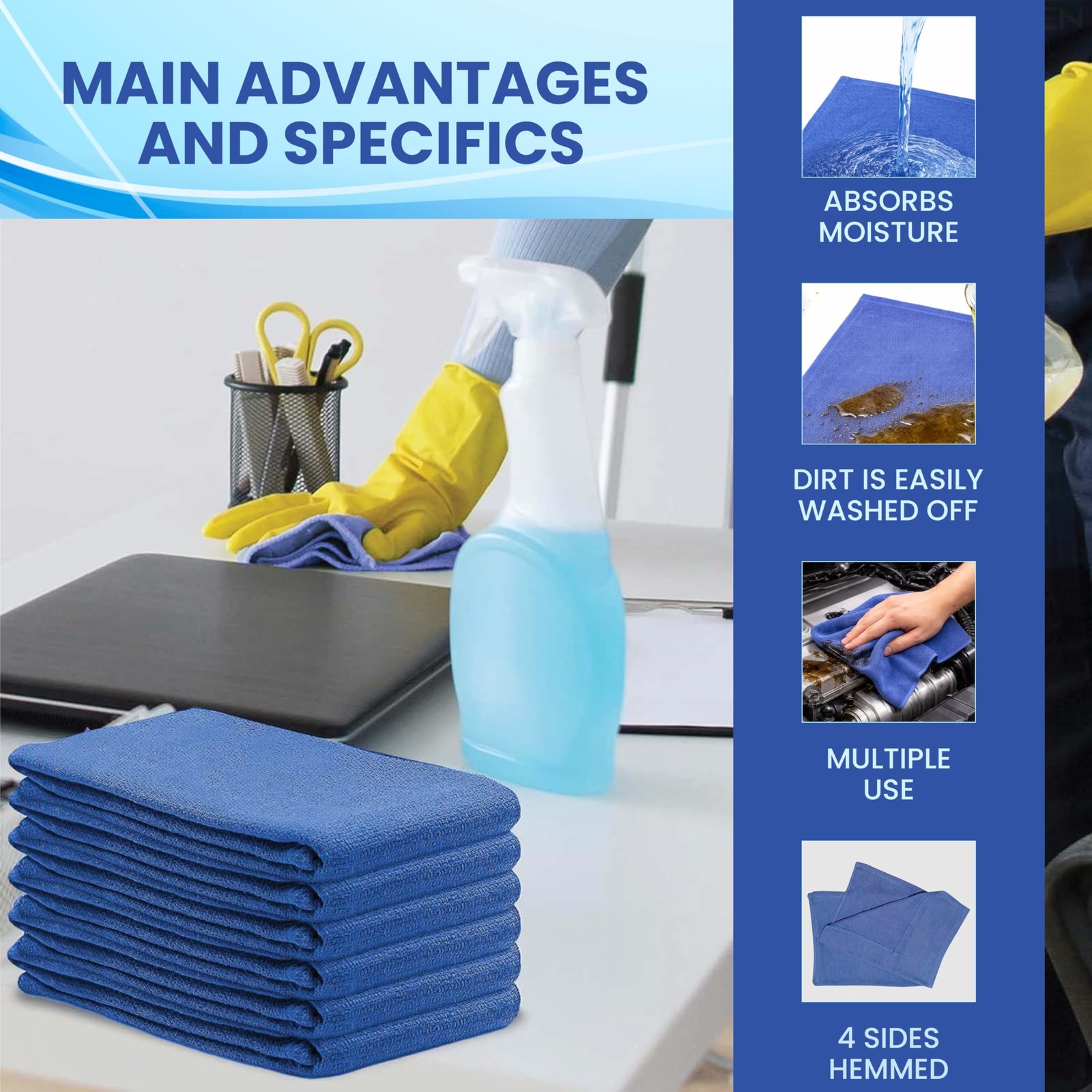 SupremePlus Blue Huck Towels – (Pack of 25) Shop Bulk Cleaning Towel, Multipu…